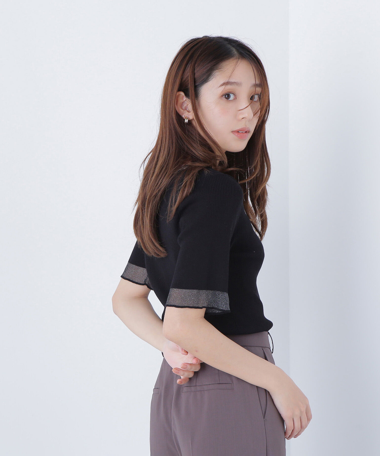  「シアー切替リブニット」|ニット・セーター|