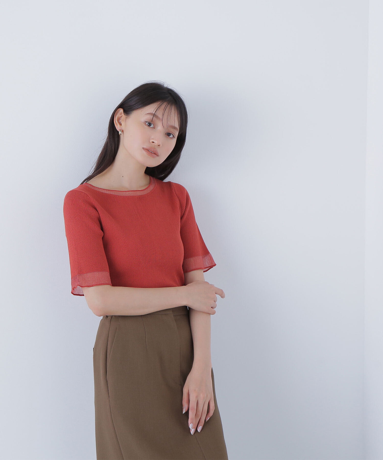  「シアー切替リブニット」|ニット・セーター|