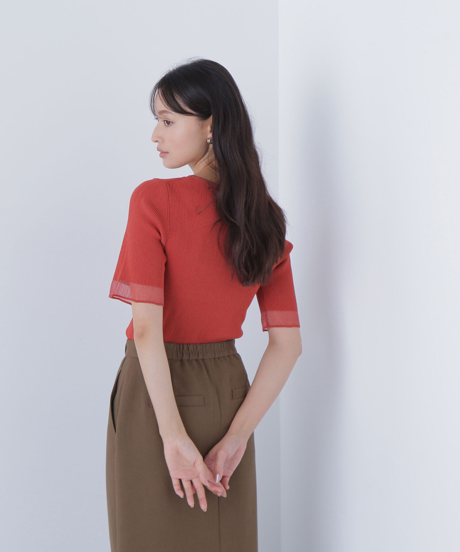  「シアー切替リブニット」|ニット・セーター|