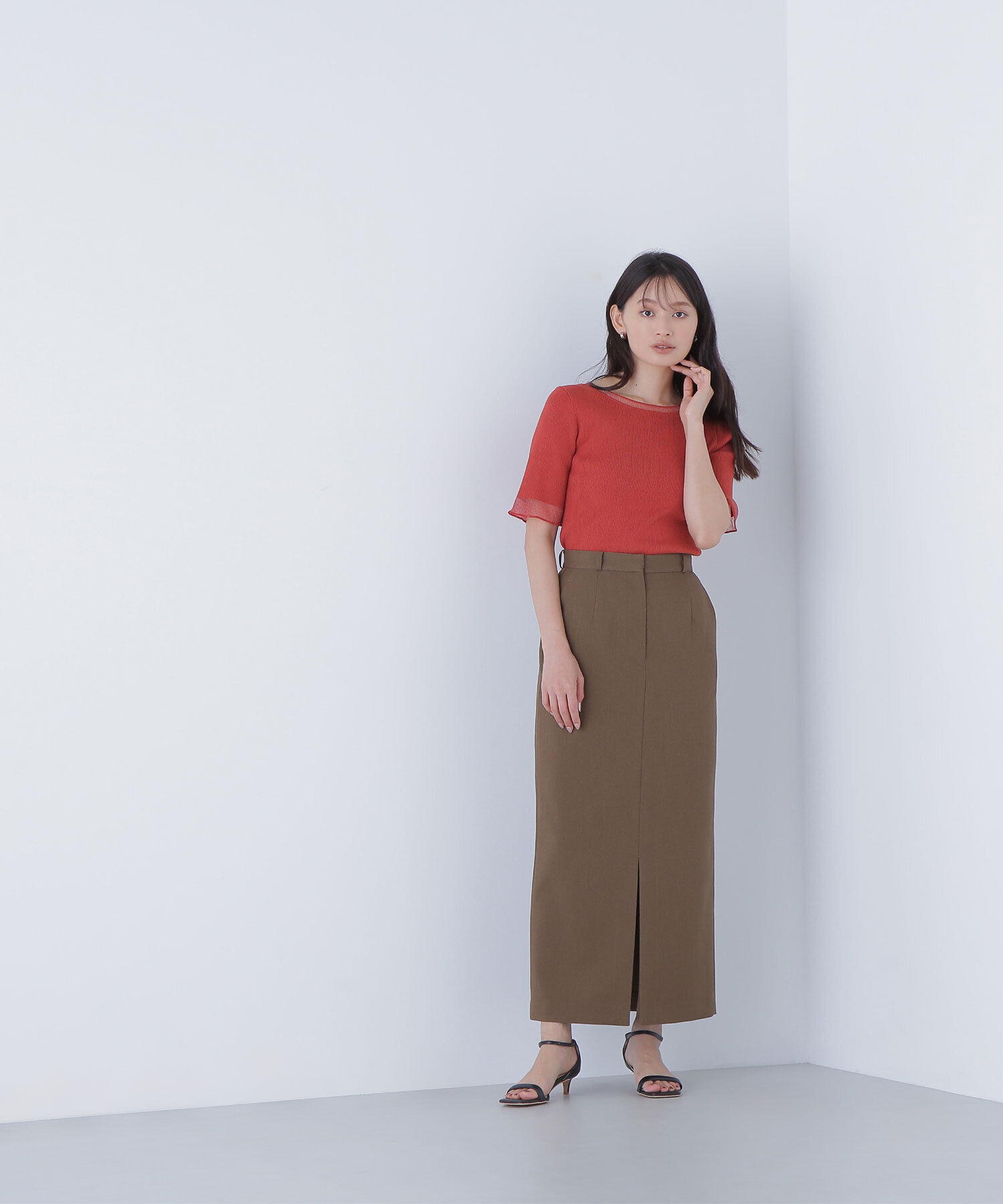  「シアー切替リブニット」|ニット・セーター|