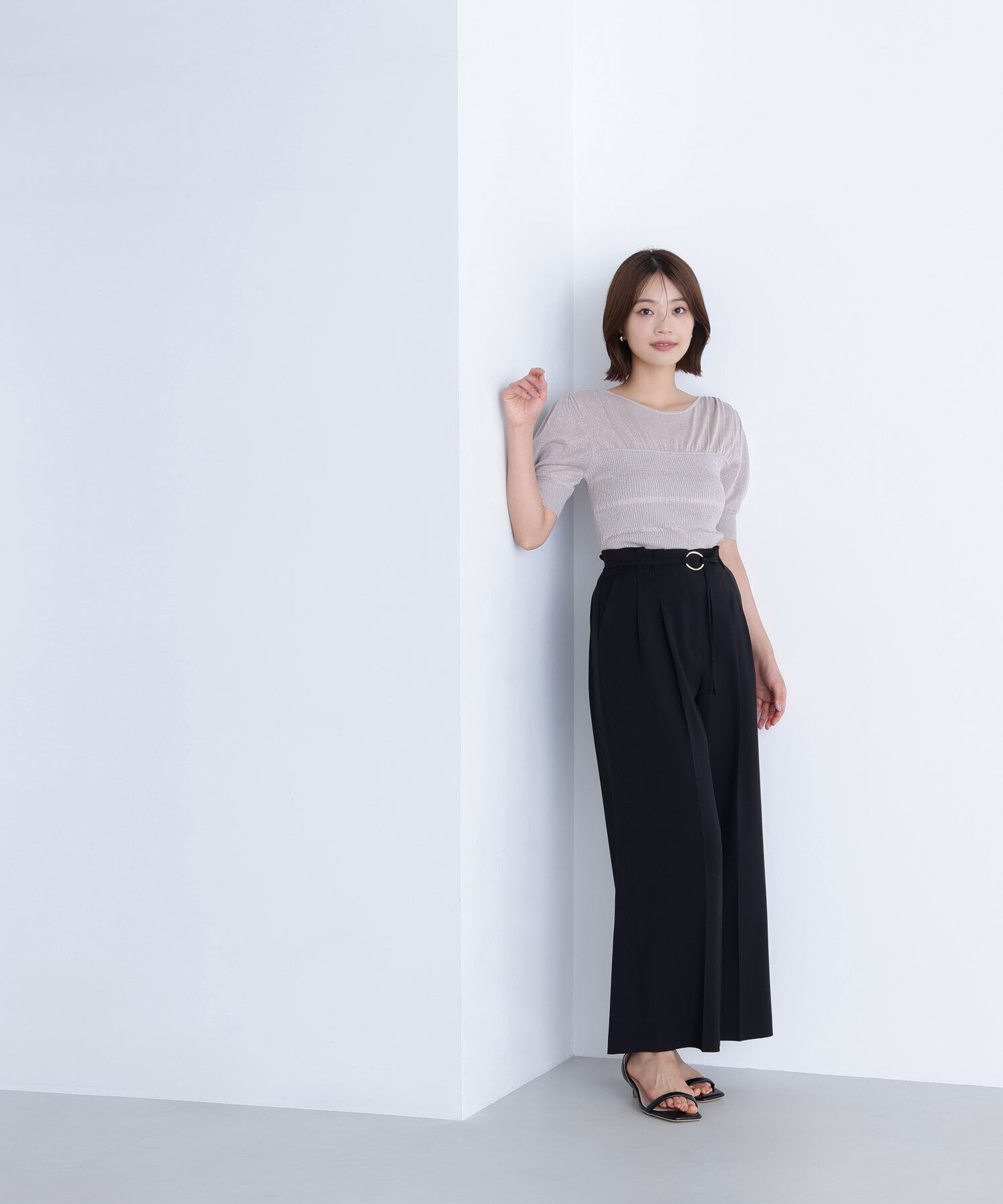  「切替ラメリブニット」|ニット・セーター|