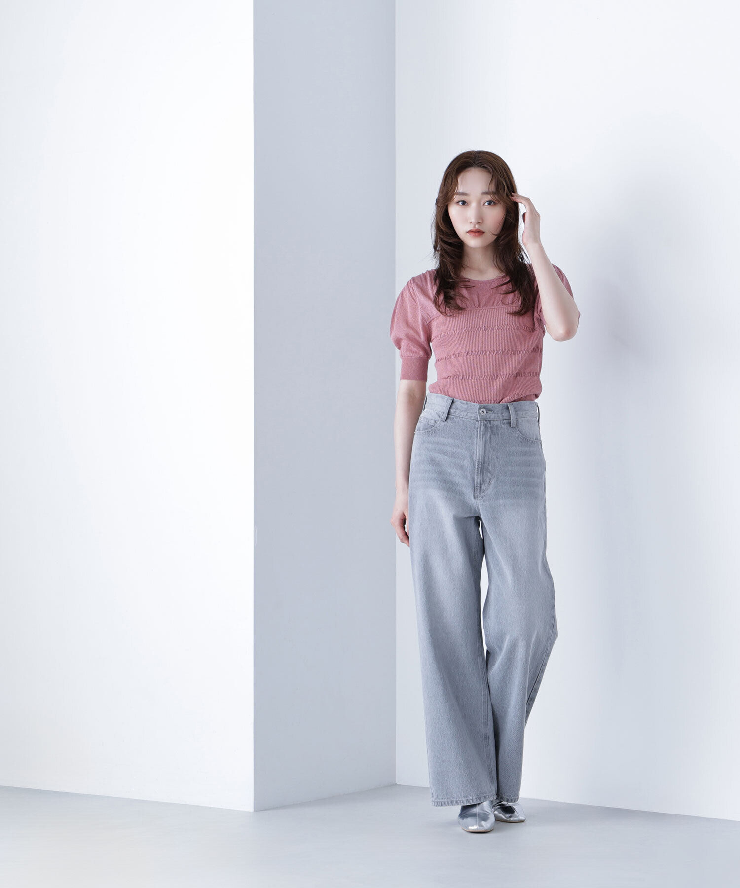  「切替ラメリブニット」|ニット・セーター|