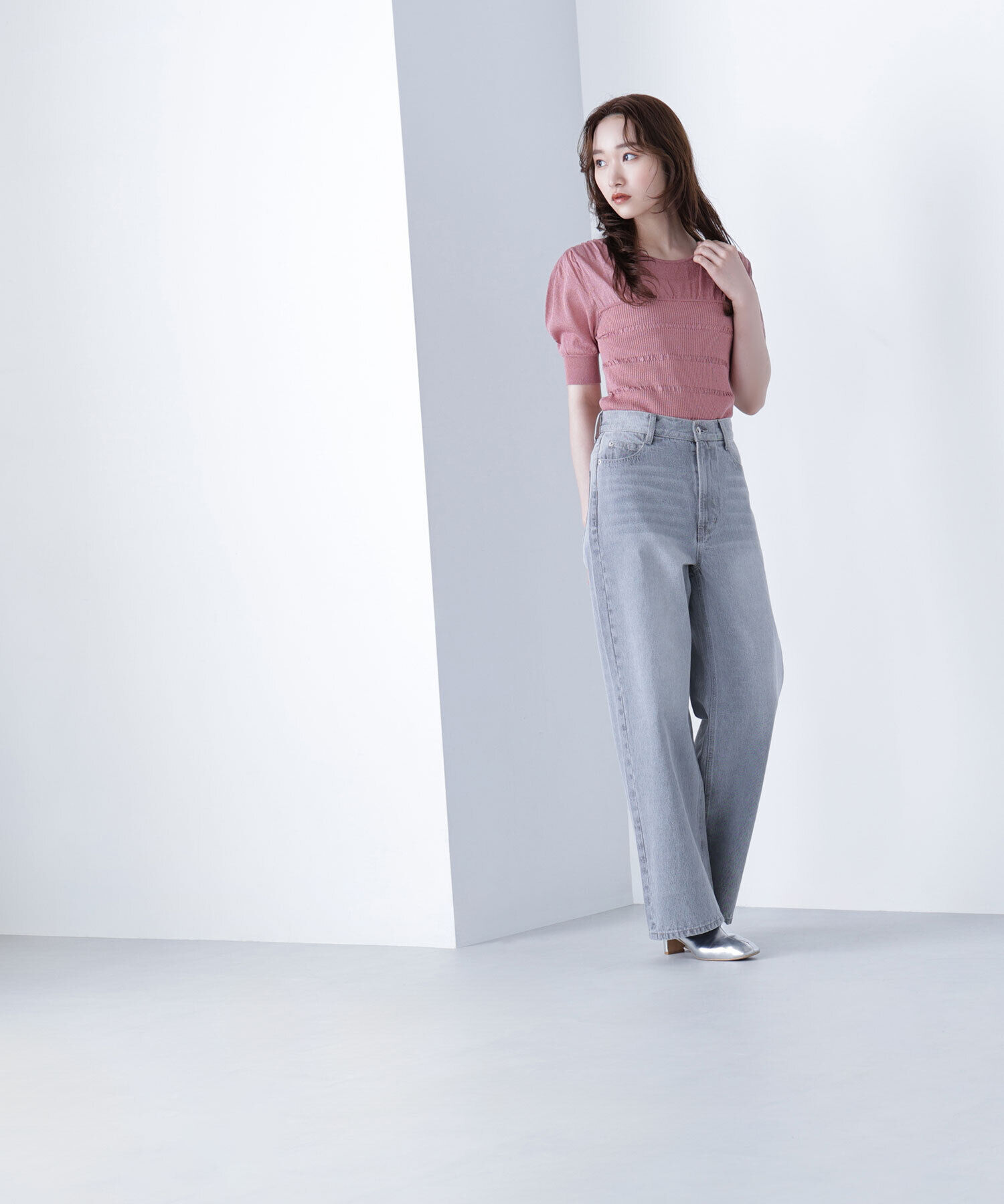  「切替ラメリブニット」|ニット・セーター|