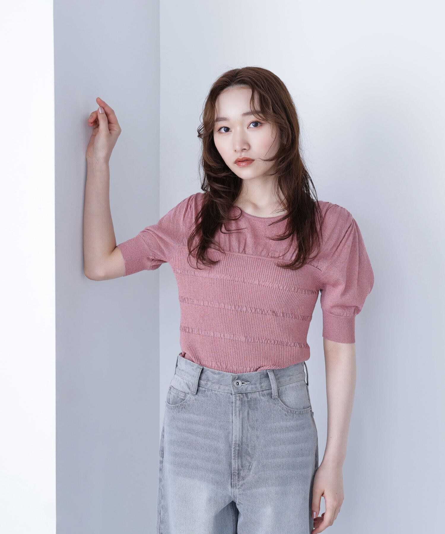  「切替ラメリブニット」|ニット・セーター|