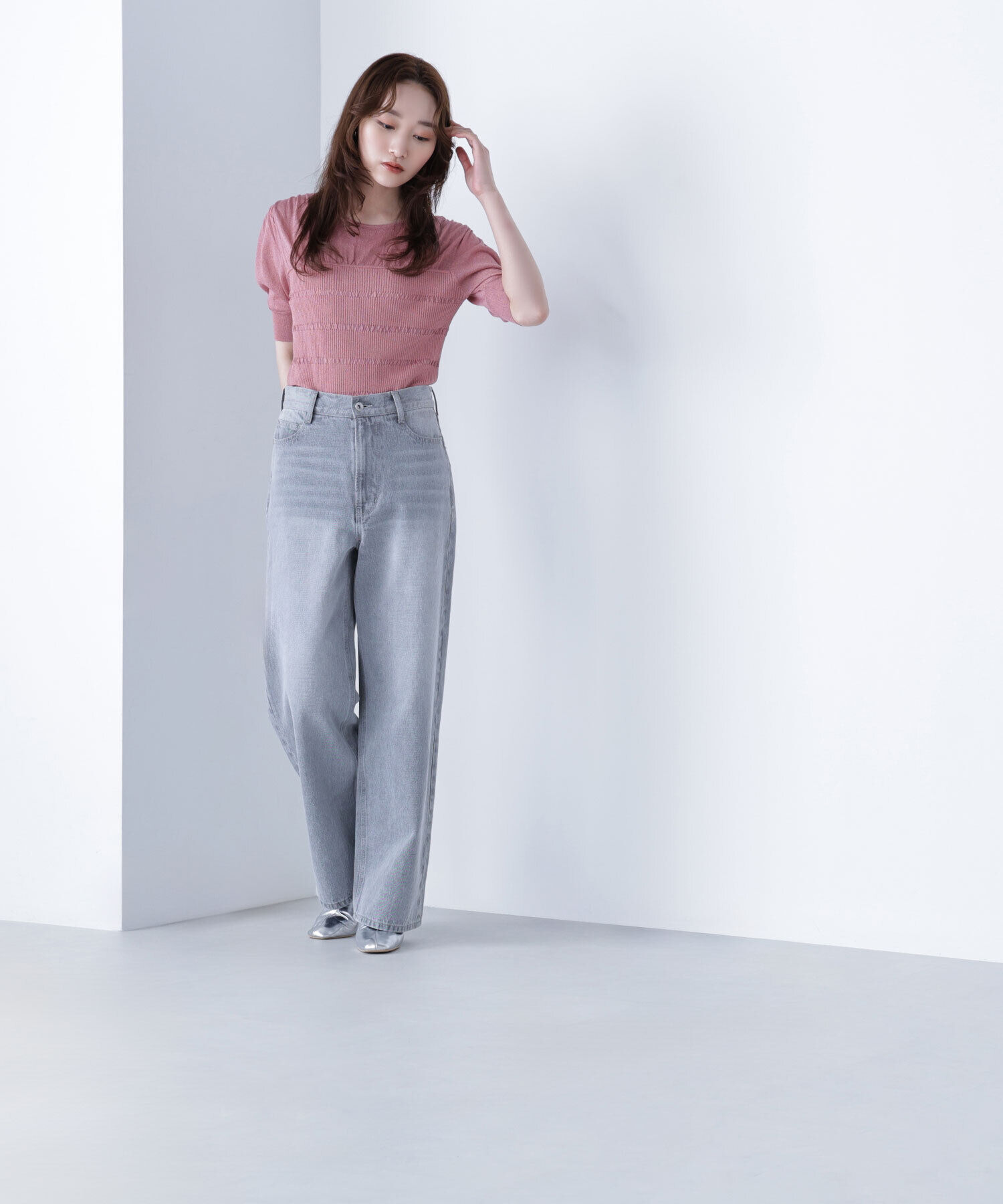  「切替ラメリブニット」|ニット・セーター|