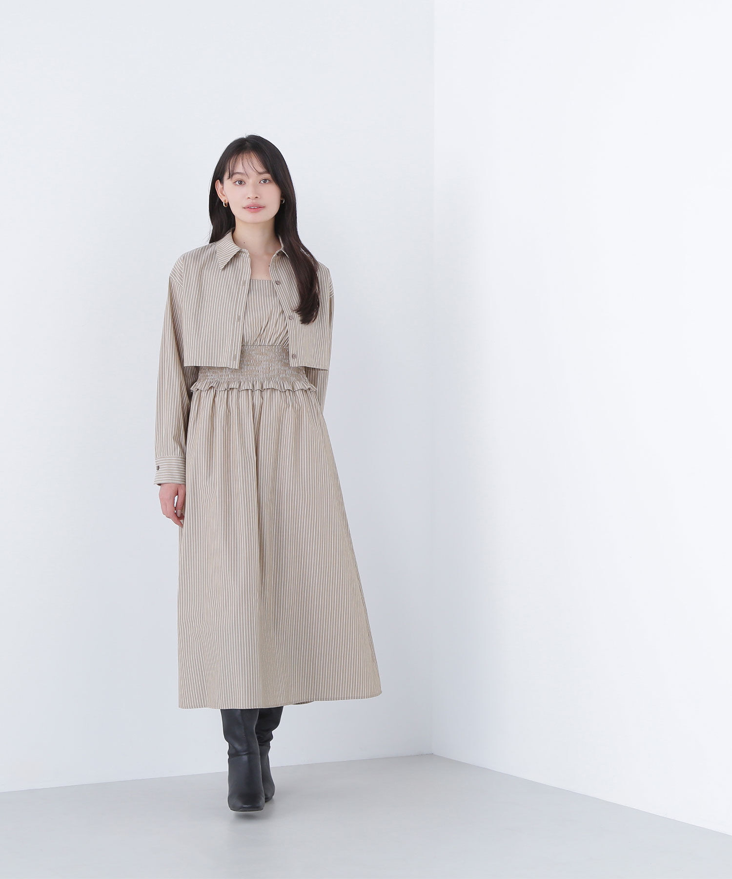  「レイヤードマルチストライプワンピース」|ワンピース|