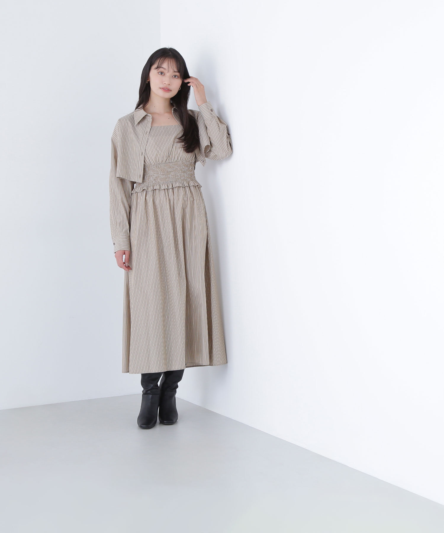  「レイヤードマルチストライプワンピース」|ワンピース|