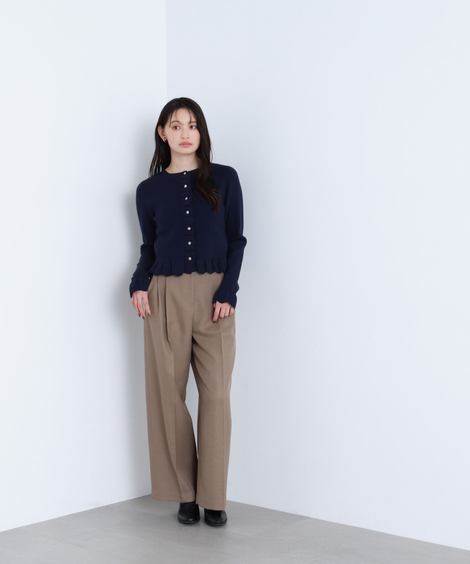  「＜骨格ナチュラル＞ツイーディータックワイドパンツ」|その他|