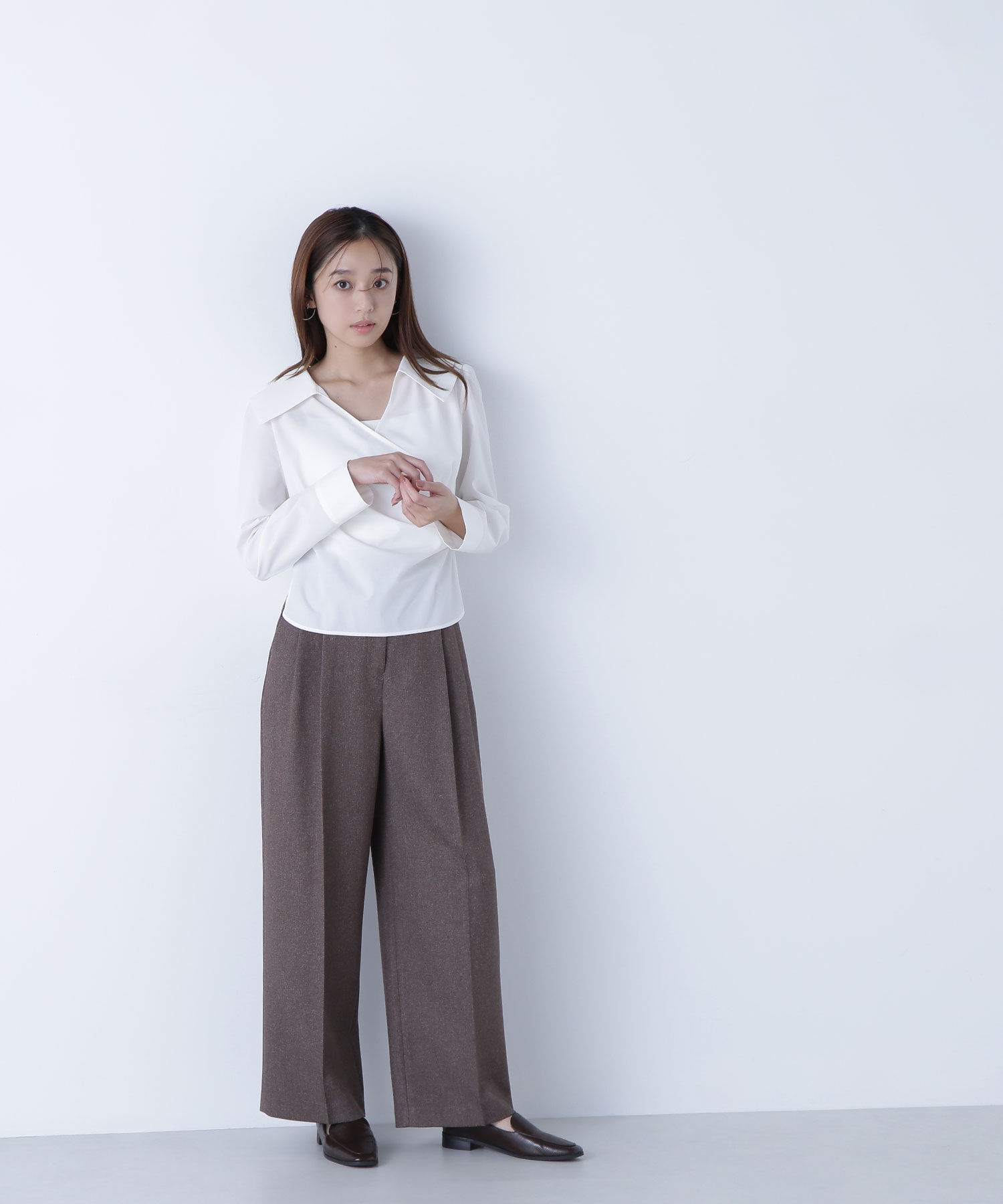  「＜骨格ナチュラル＞ツイーディータックワイドパンツ」|その他|ダークブラウ 2