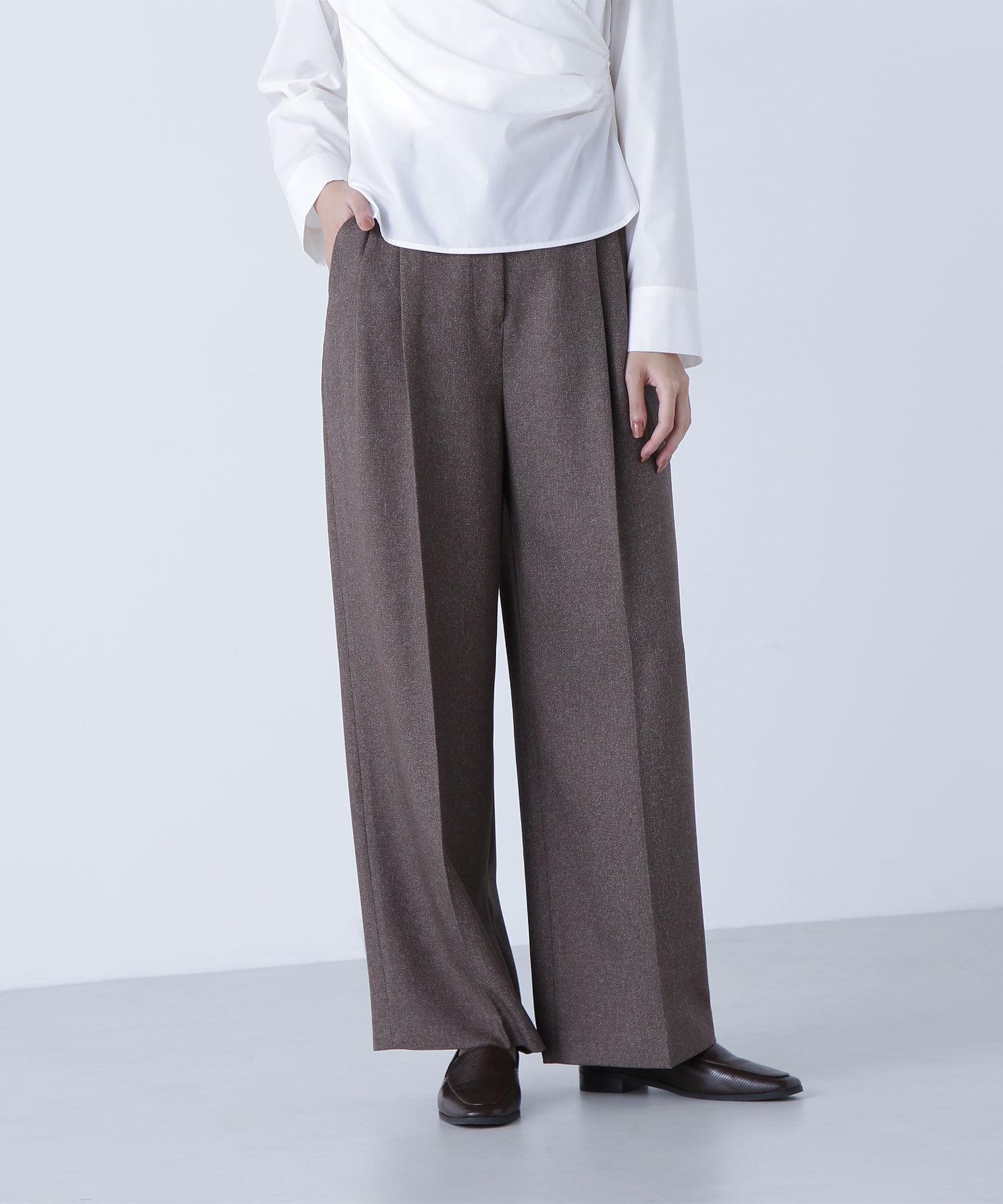  「＜骨格ナチュラル＞ツイーディータックワイドパンツ」|その他|