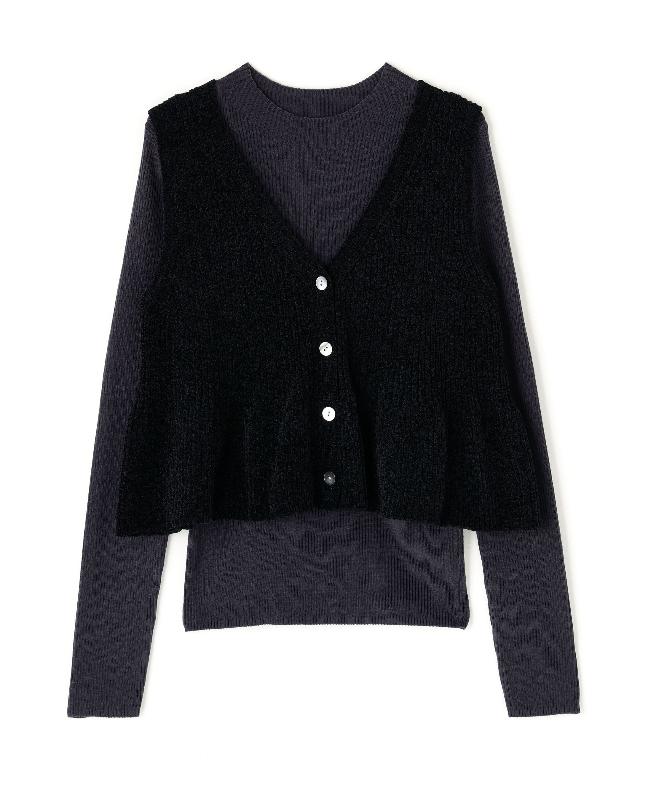  「ペプラムベスト＆リブニット」|ニット・セーター|