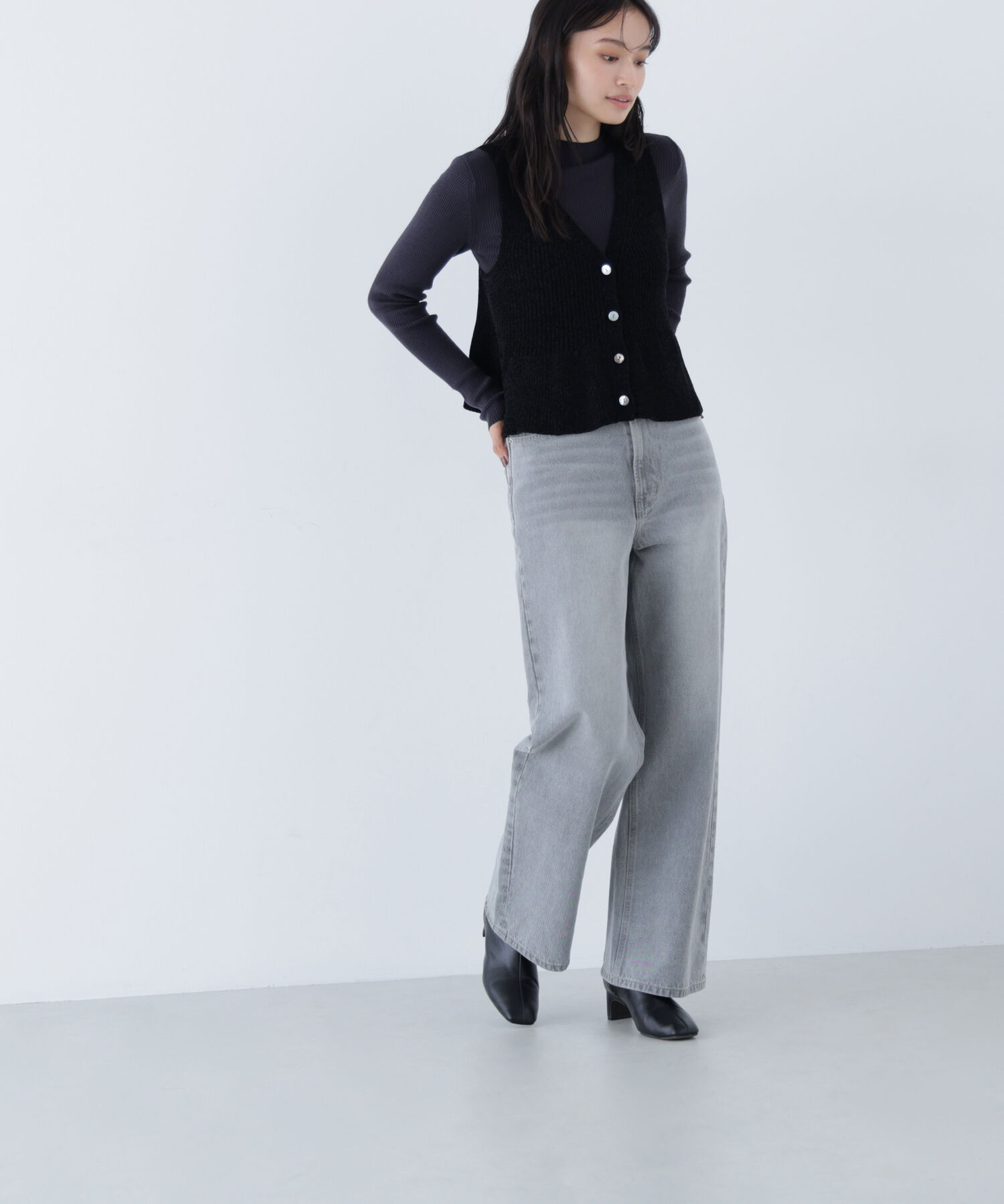  「ペプラムベスト＆リブニット」|ニット・セーター|