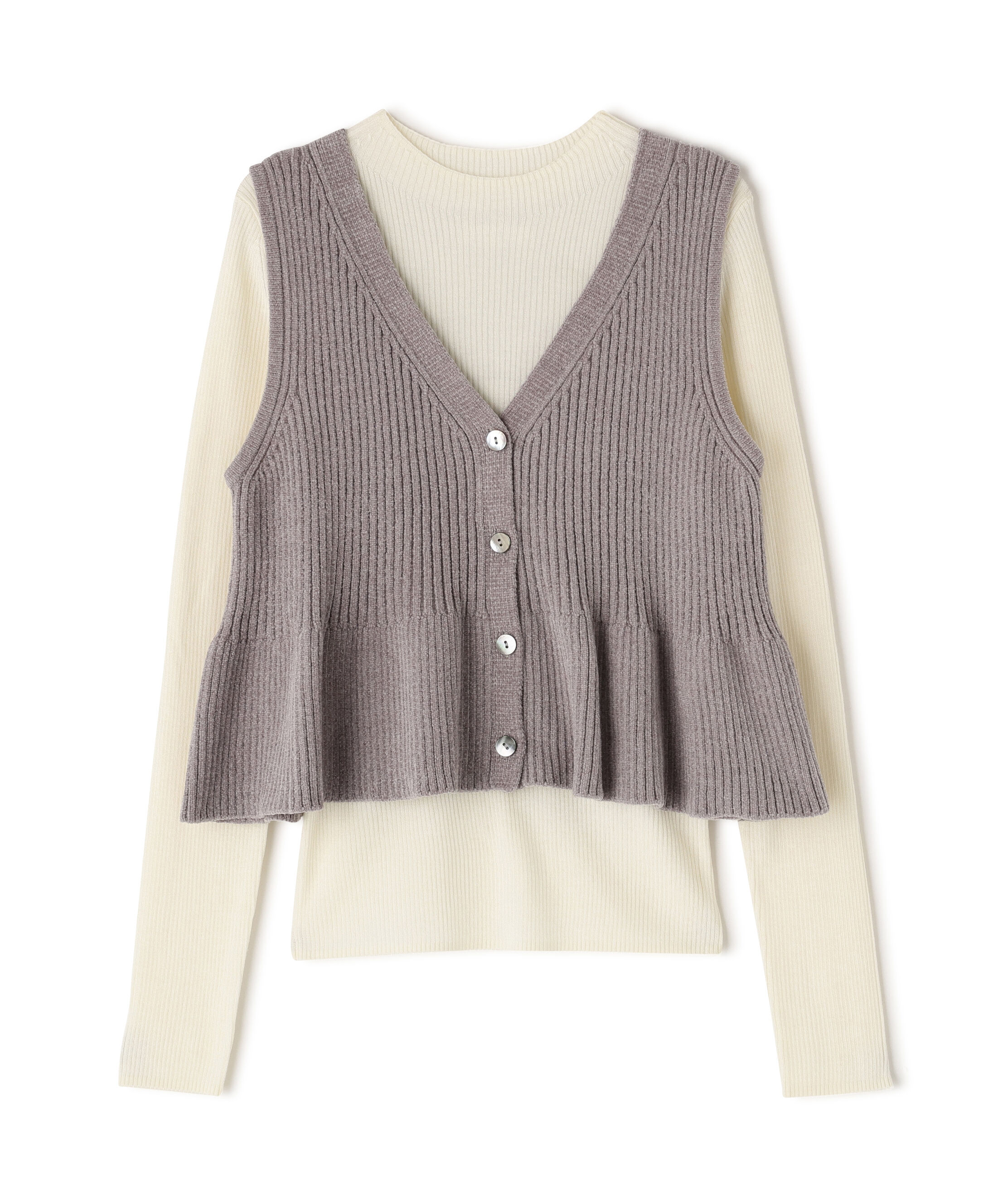  「ペプラムベスト＆リブニット」|ニット・セーター|