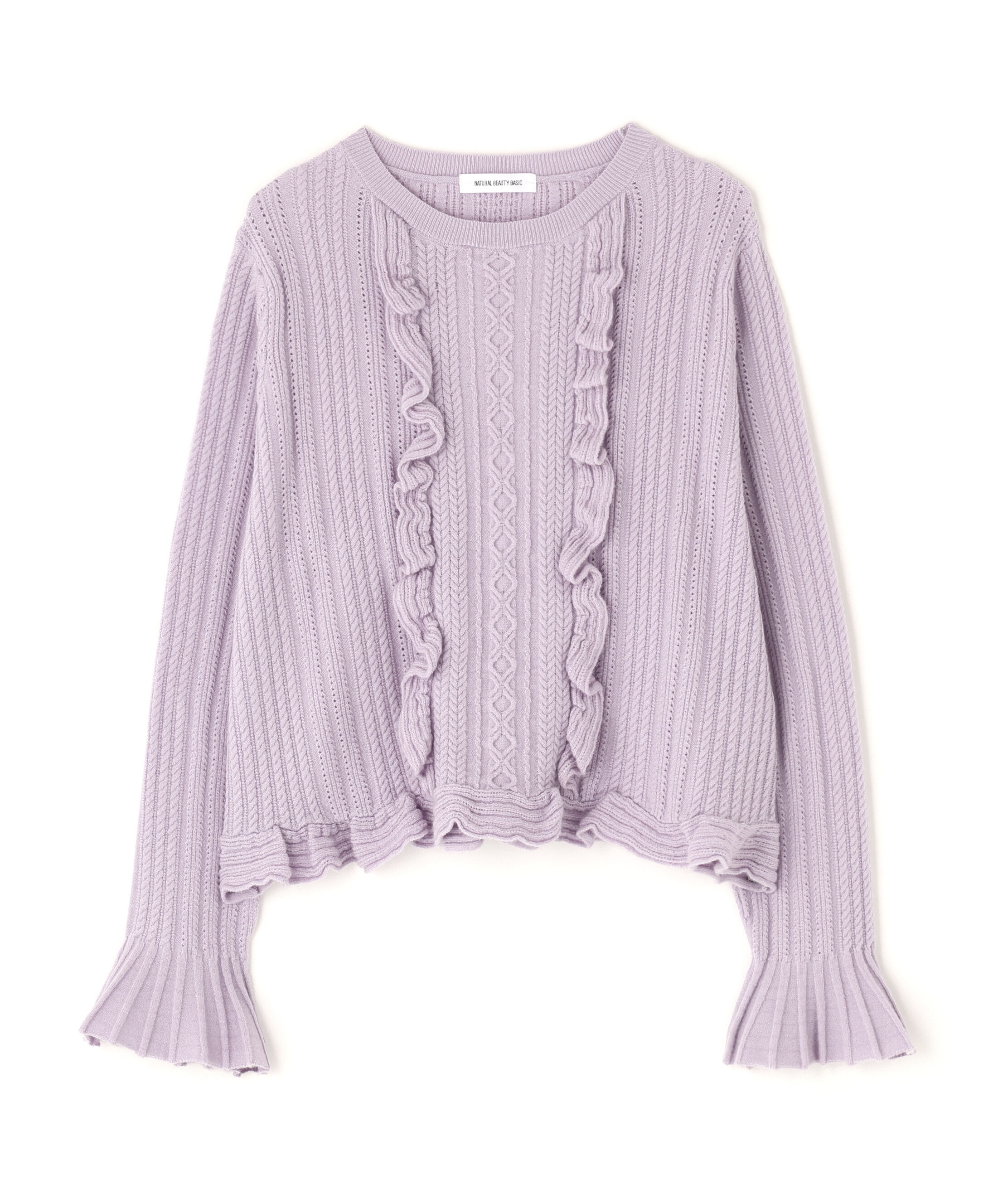  「ミニケーブルフリルニット」|ニット・セーター|