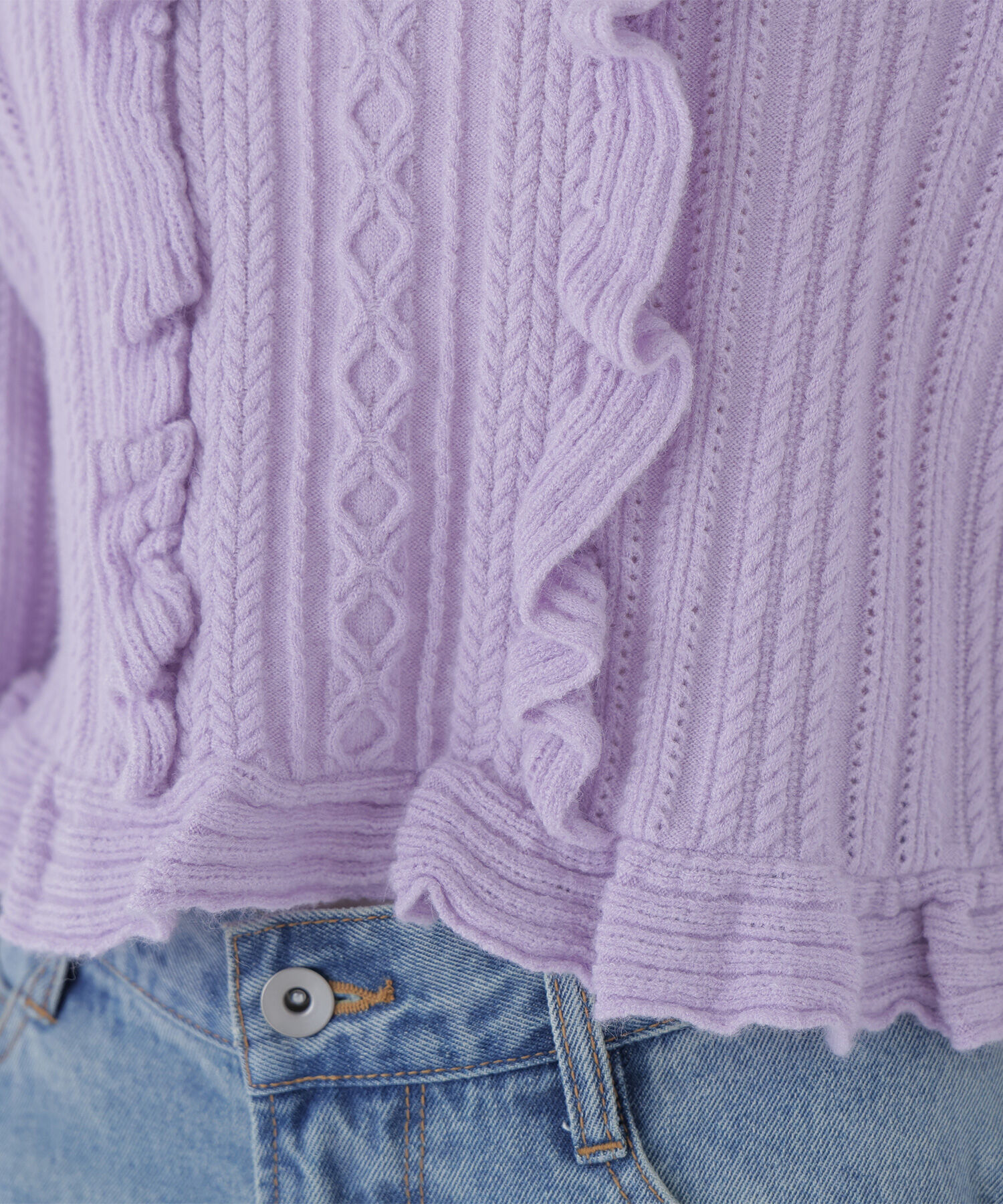  「ミニケーブルフリルニット」|ニット・セーター|