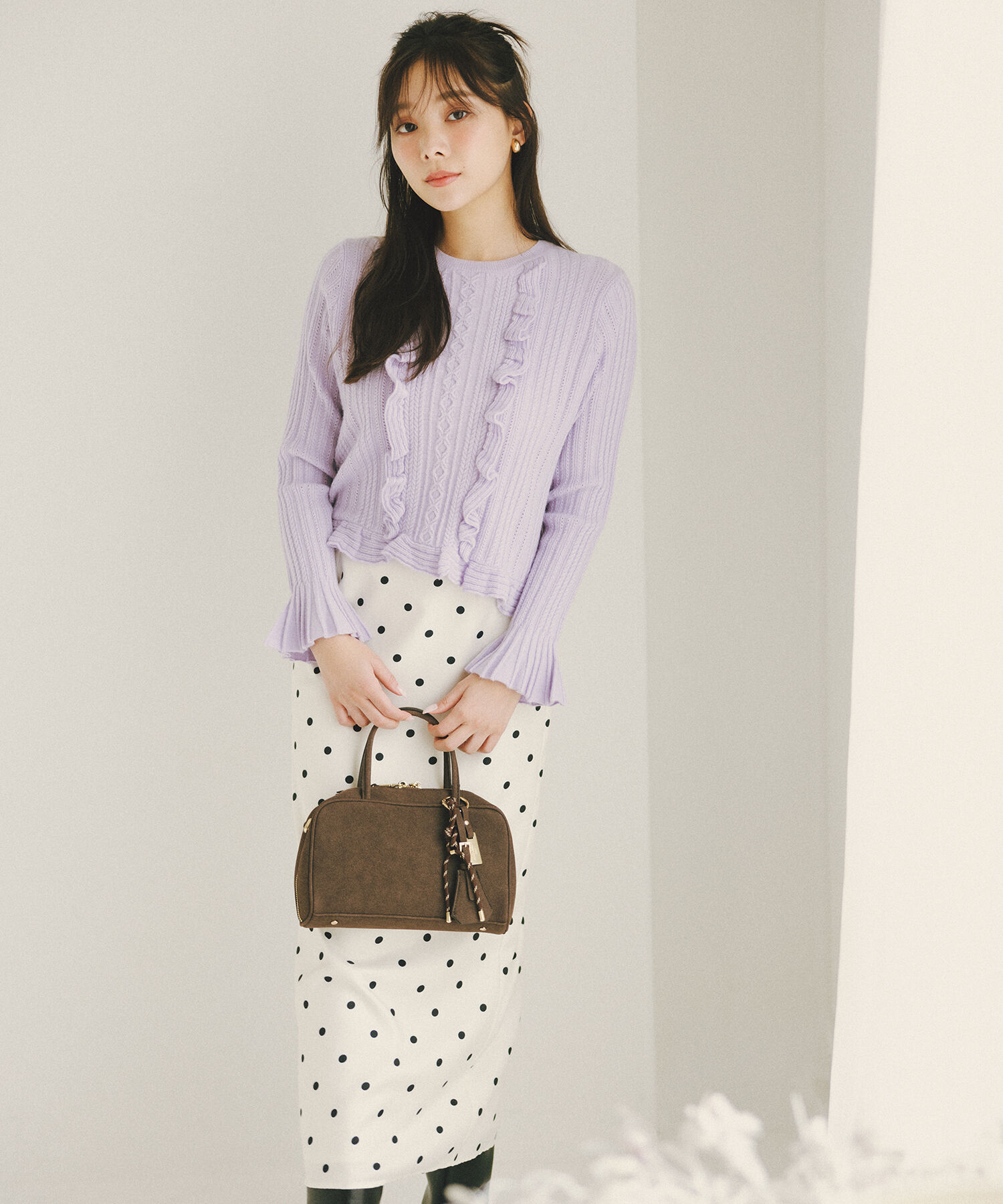  「ミニケーブルフリルニット」|ニット・セーター|