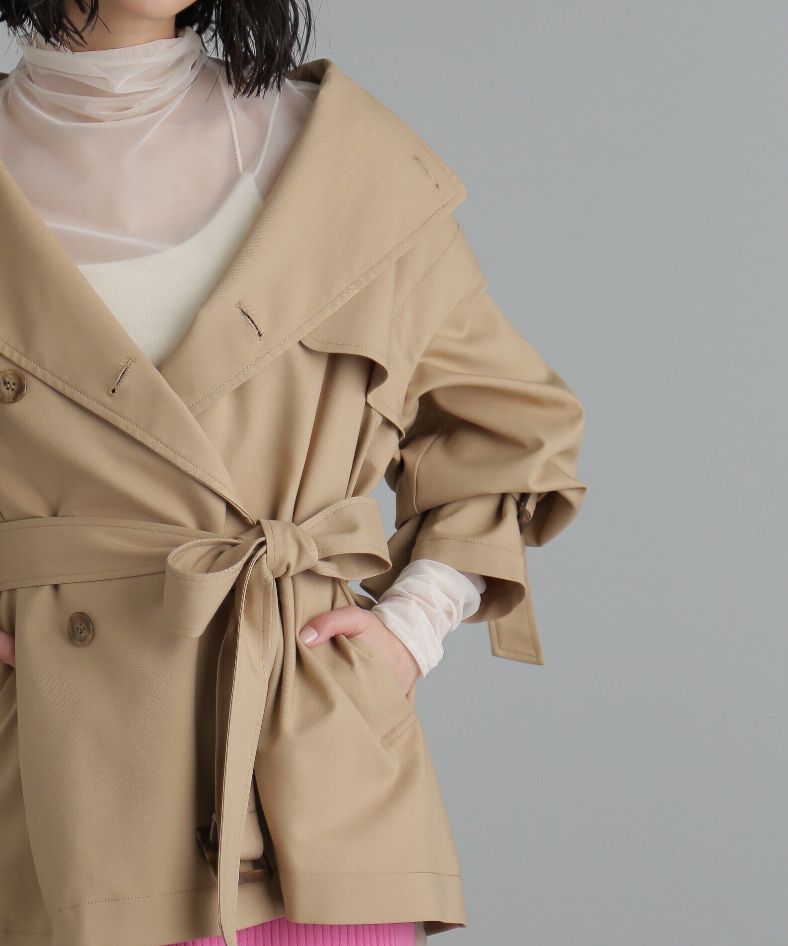  「袖取り外し2Wayミドル丈トレンチコート」|その他|