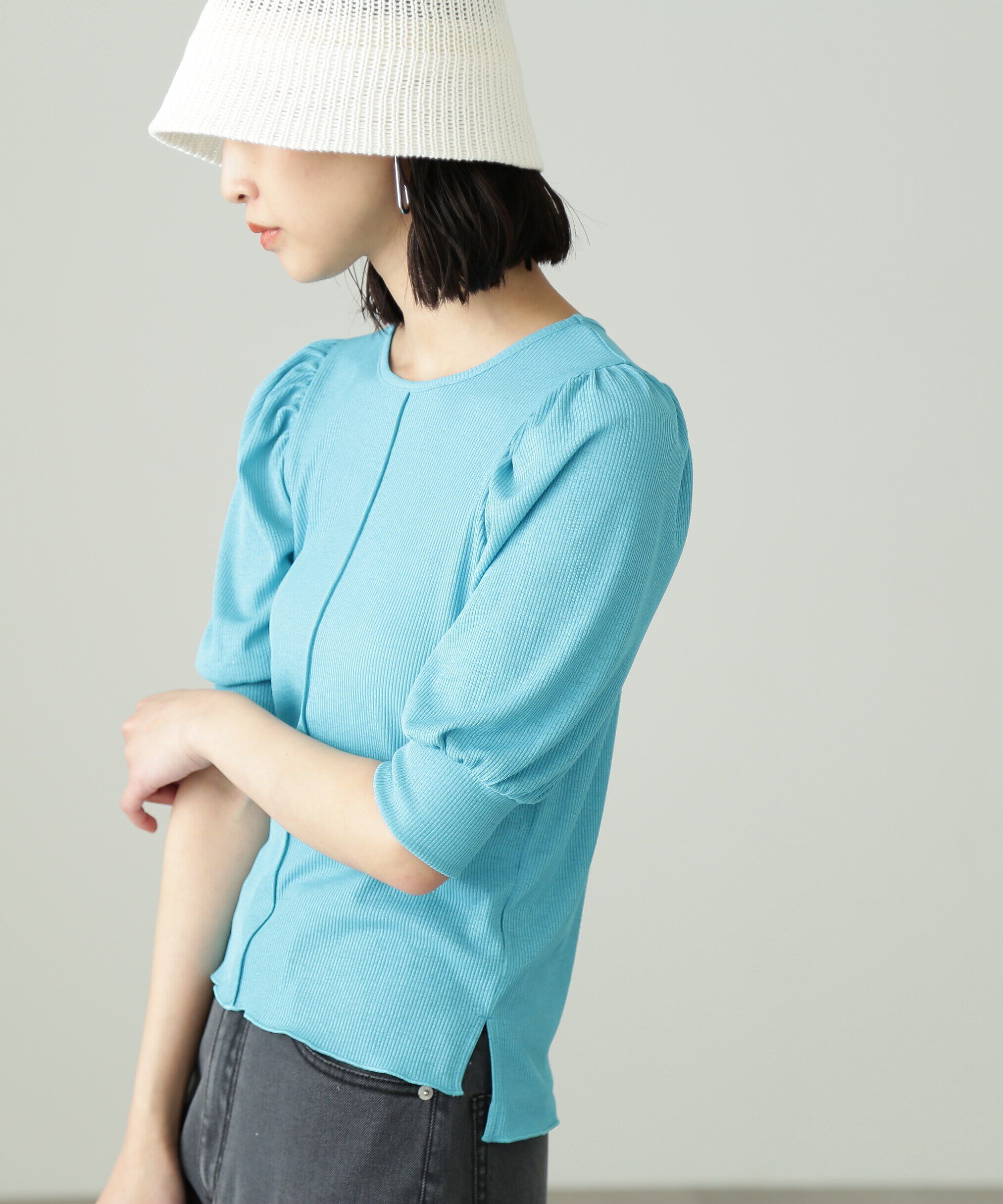  「シアーテレコボリュームスリーブカットソー」|Tシャツ・カットソー|