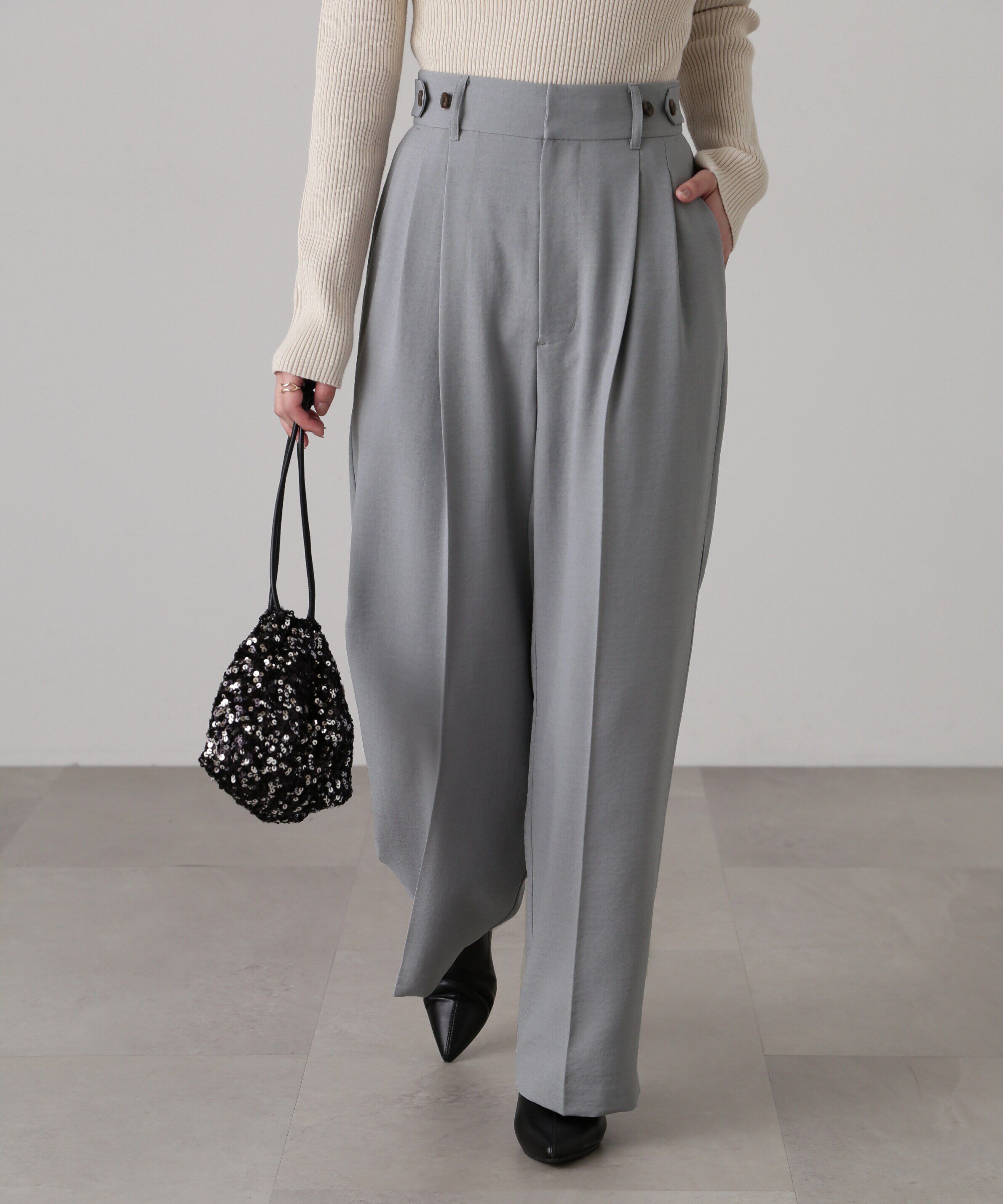  「[低身長サイズ/Sシリーズ]気流染めサイドボタンワイドパンツ」|その他|