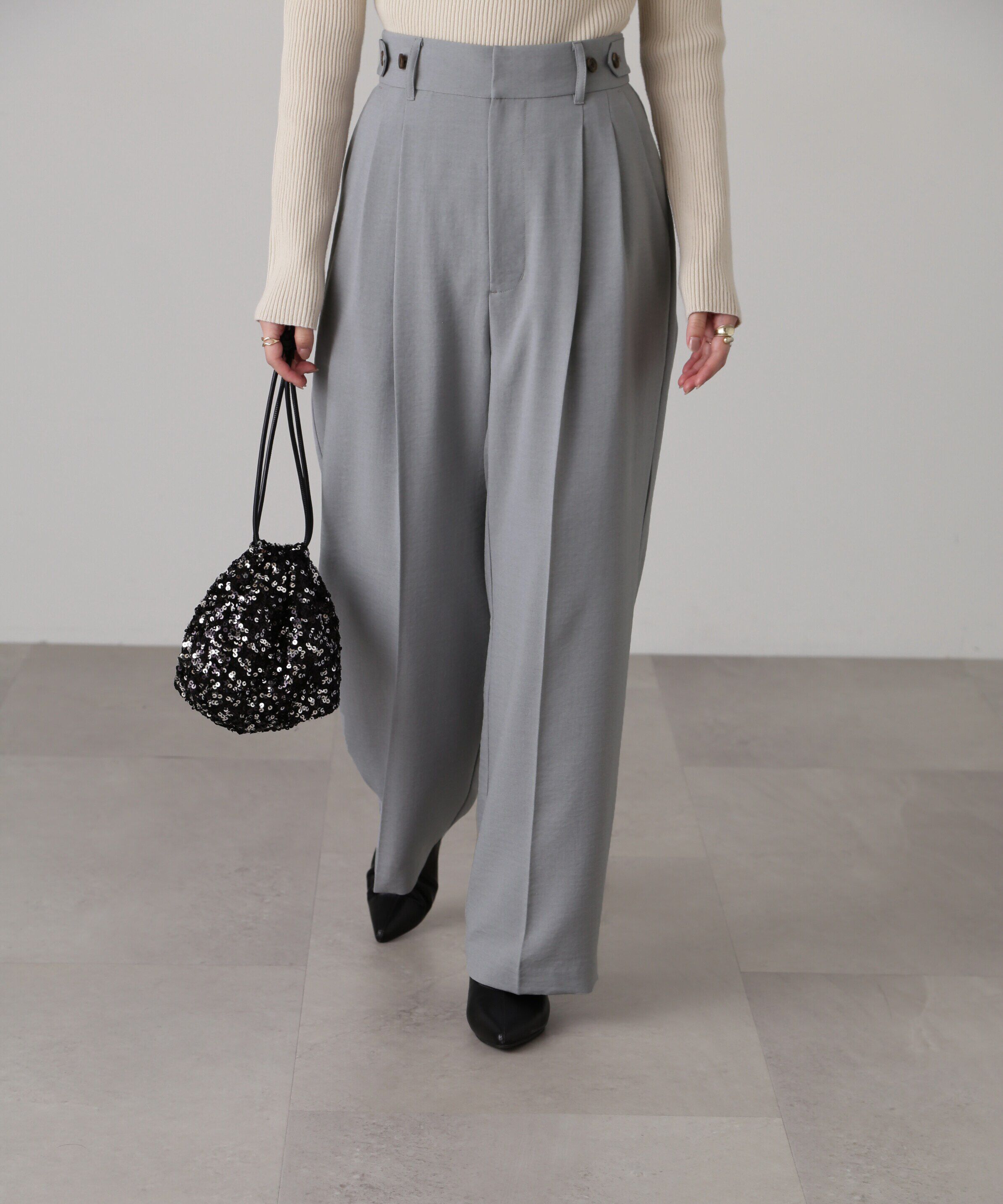  「[低身長サイズ/Sシリーズ]気流染めサイドボタンワイドパンツ」|その他|