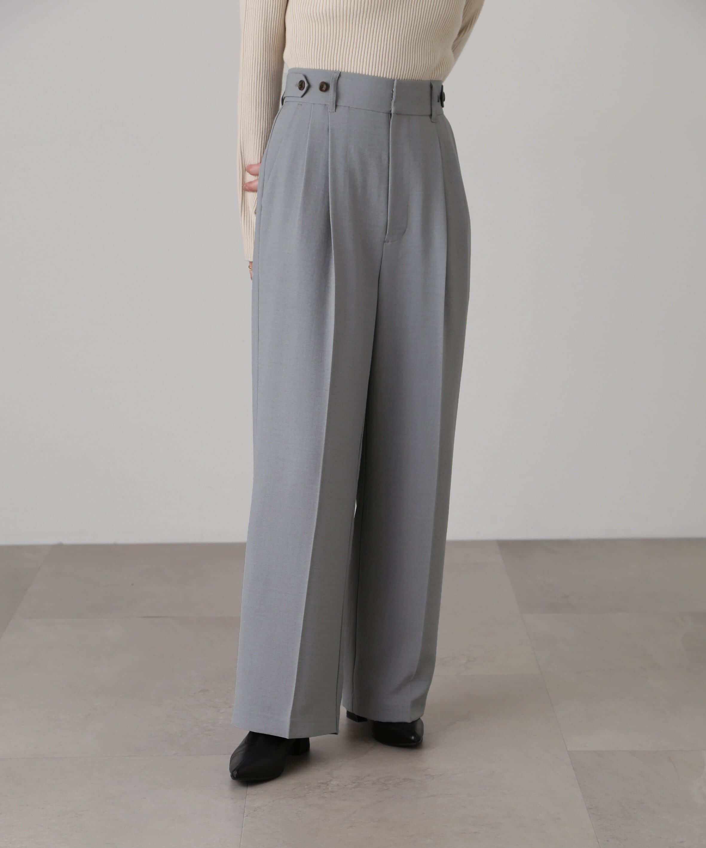  「[低身長サイズ/Sシリーズ]気流染めサイドボタンワイドパンツ」|その他|