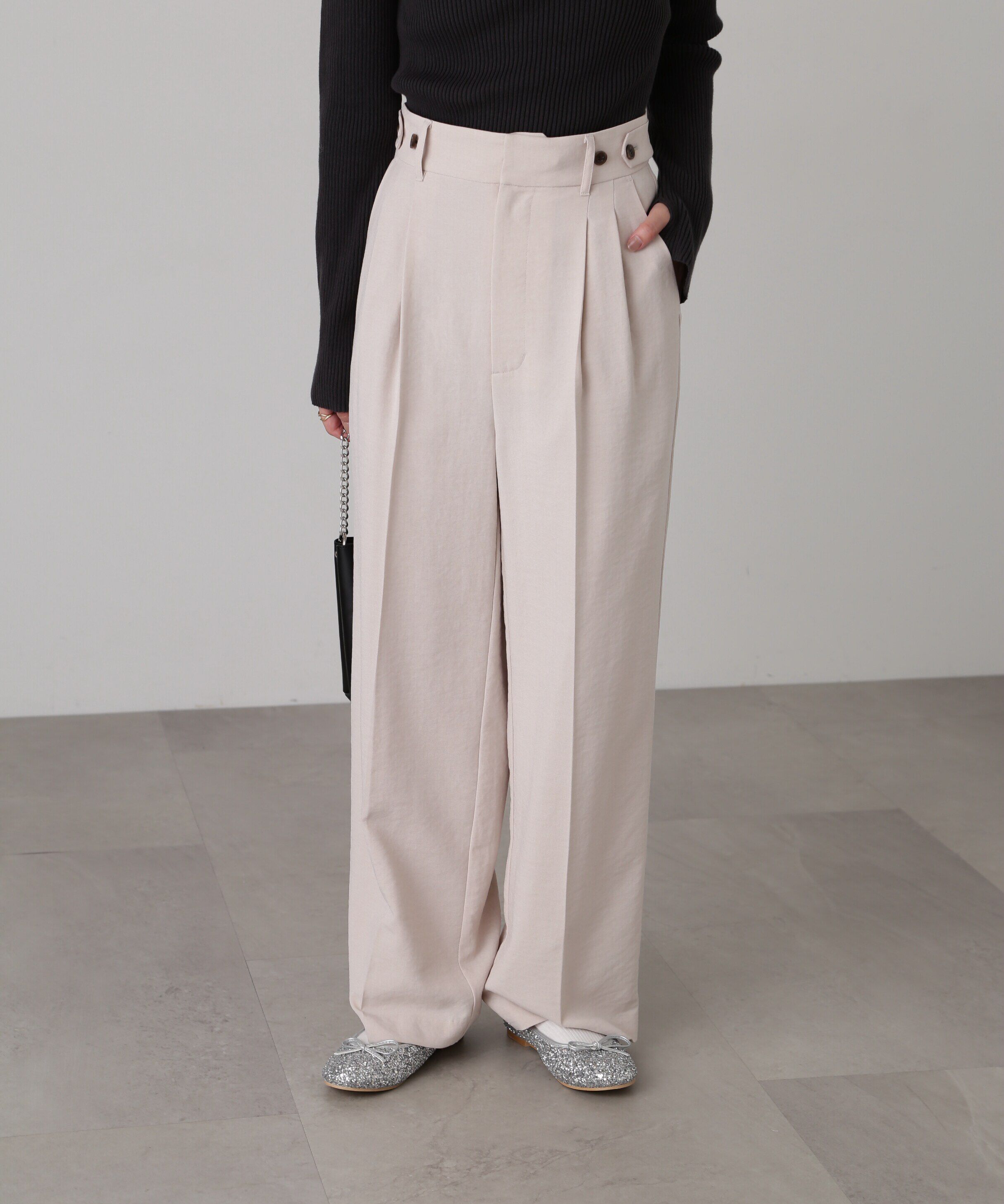  「[低身長サイズ/Sシリーズ]気流染めサイドボタンワイドパンツ」|その他|