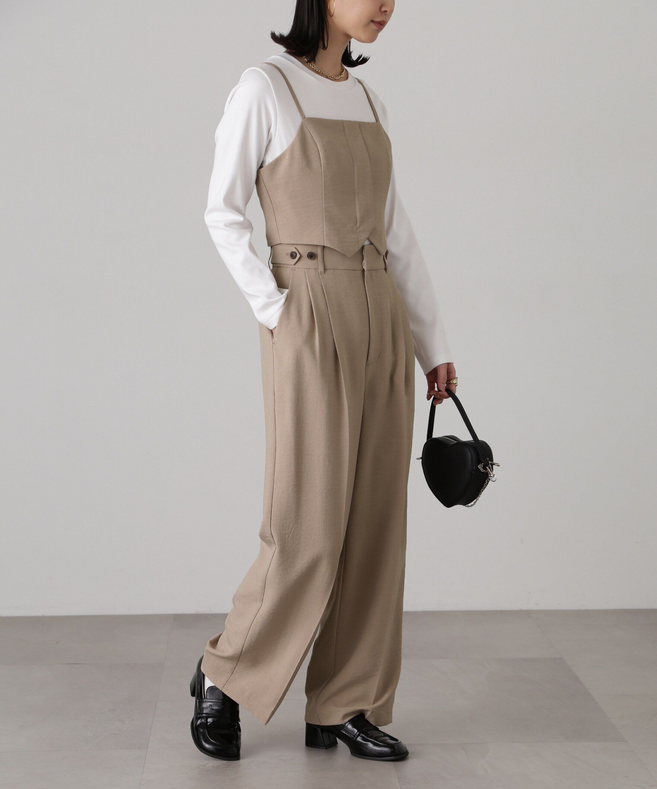  「[低身長サイズ/Sシリーズ]気流染めサイドボタンワイドパンツ」|その他|