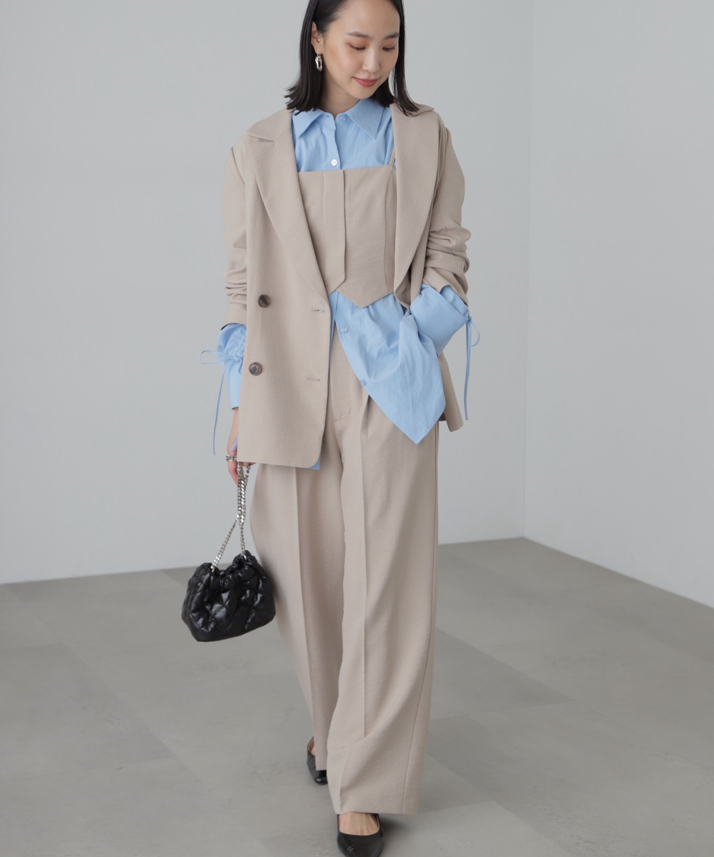  「[低身長サイズ/Sシリーズ]気流染めサイドボタンワイドパンツ」|その他|