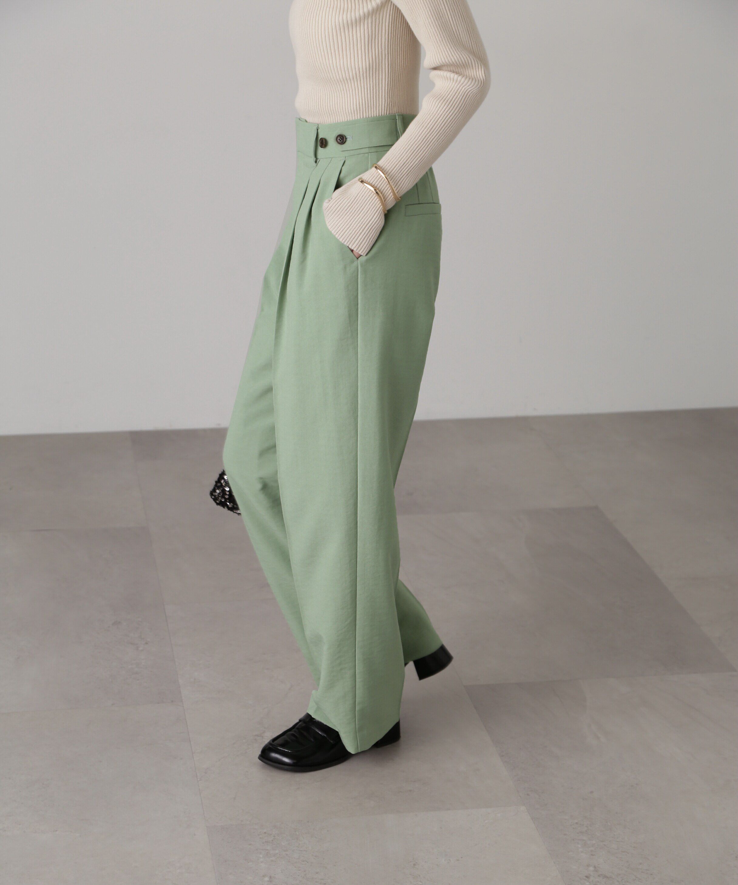  「[低身長サイズ/Sシリーズ]気流染めサイドボタンワイドパンツ」|その他|