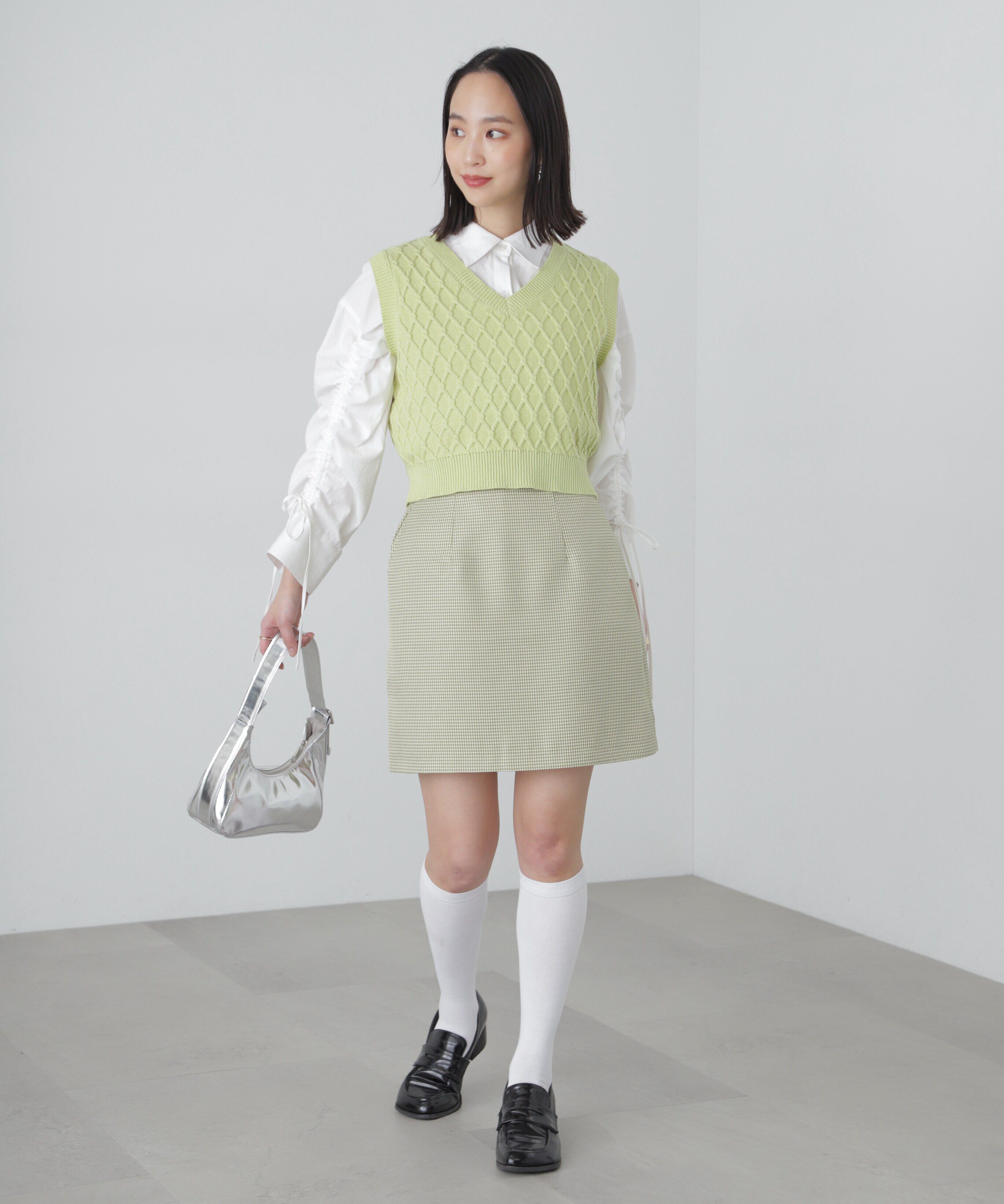  「ギンガムチェックハイウエストミニスカート」|スカート|