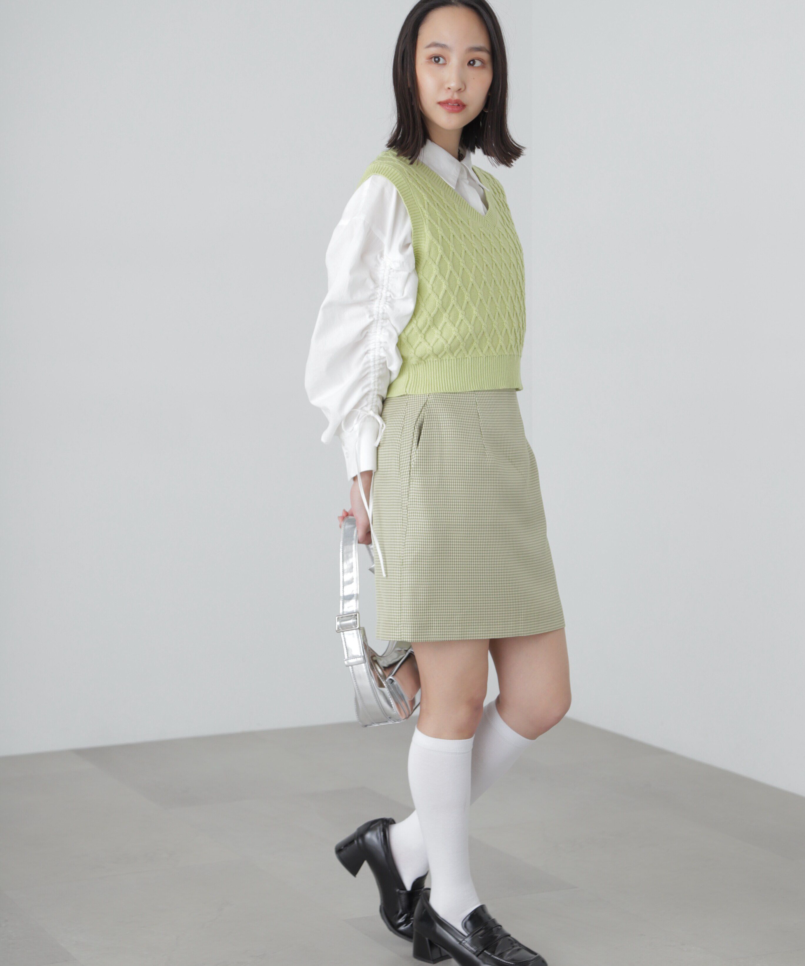  「ギンガムチェックハイウエストミニスカート」|スカート|