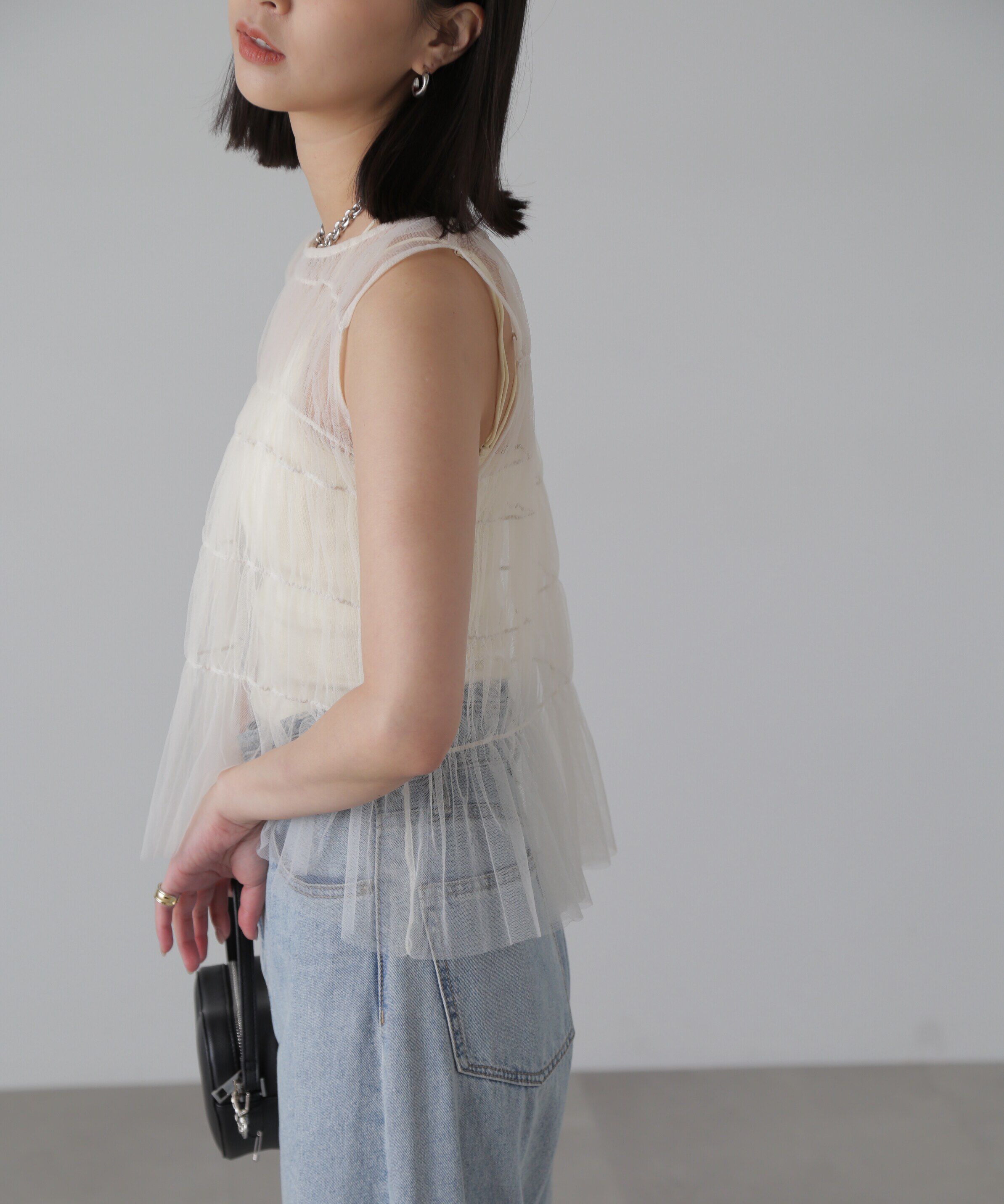  「チュールシャーリングブラウス」|シャツ・ブラウス|