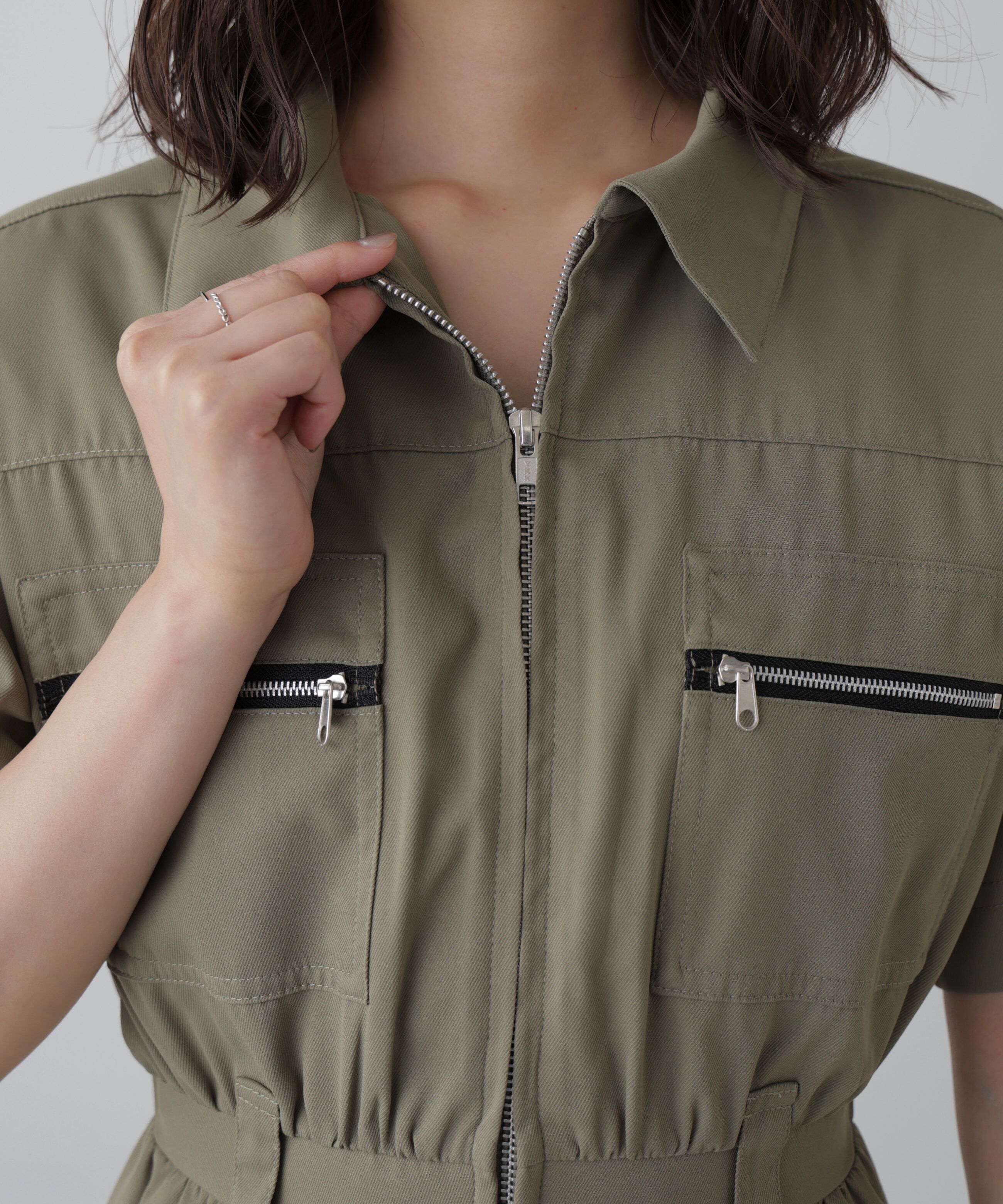  「フロントジップミニワンピース」|ワンピース|