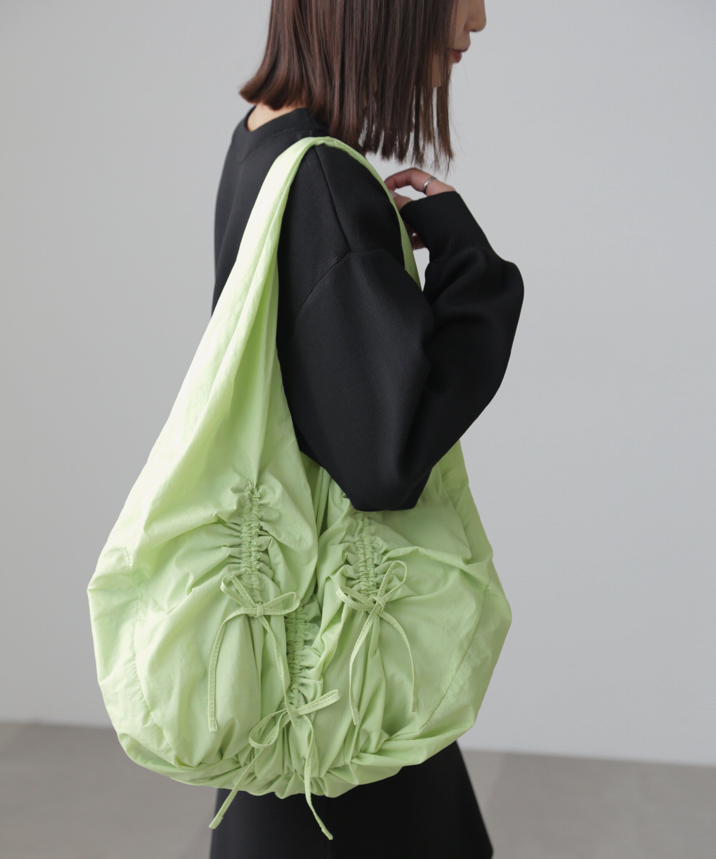  「くしゅリボントートバッグ」|その他|ライトグリー