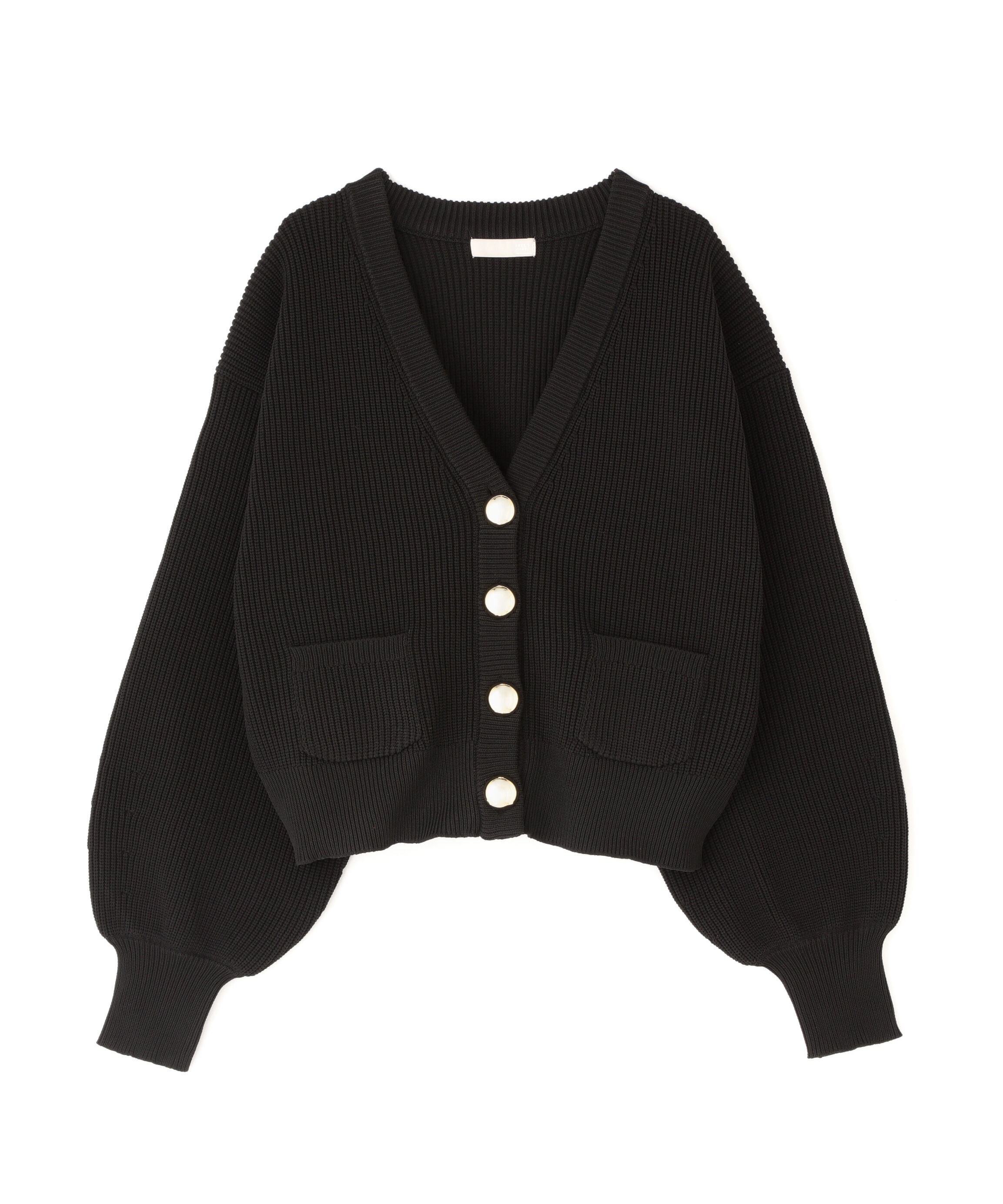  「ゴールドアクセントボタンVネックカーディガン」|ニット・セーター|