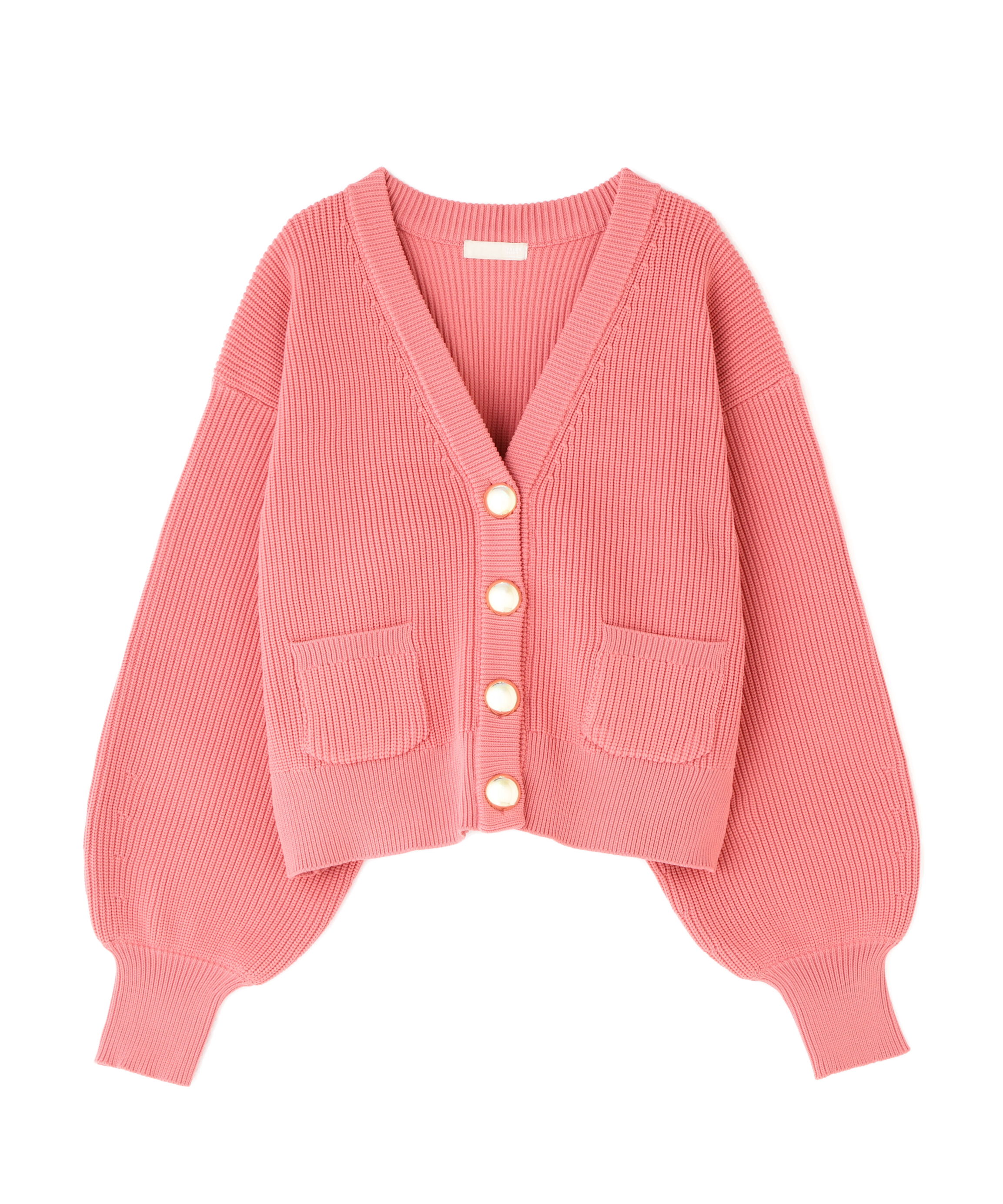  「ゴールドアクセントボタンVネックカーディガン」|ニット・セーター|