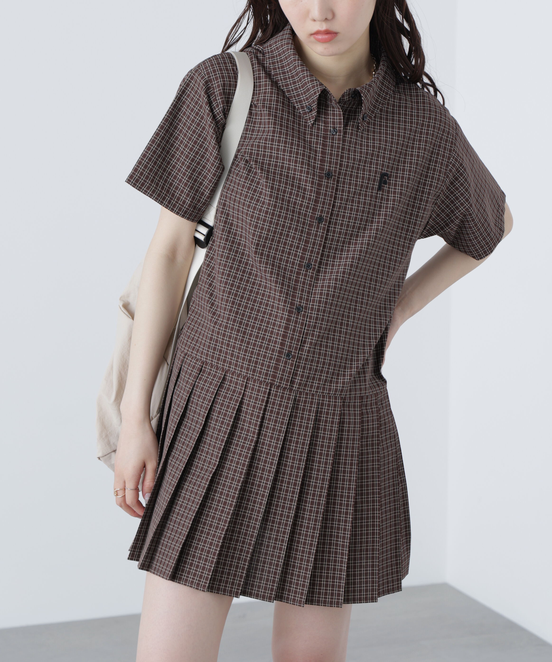  「チェックプリーツミニワンピース」|ワンピース|