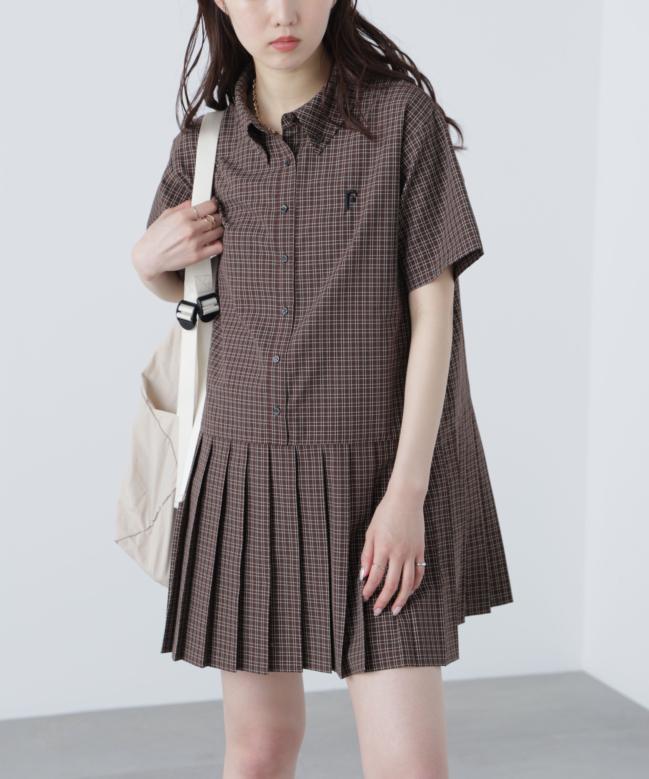  「チェックプリーツミニワンピース」|ワンピース|