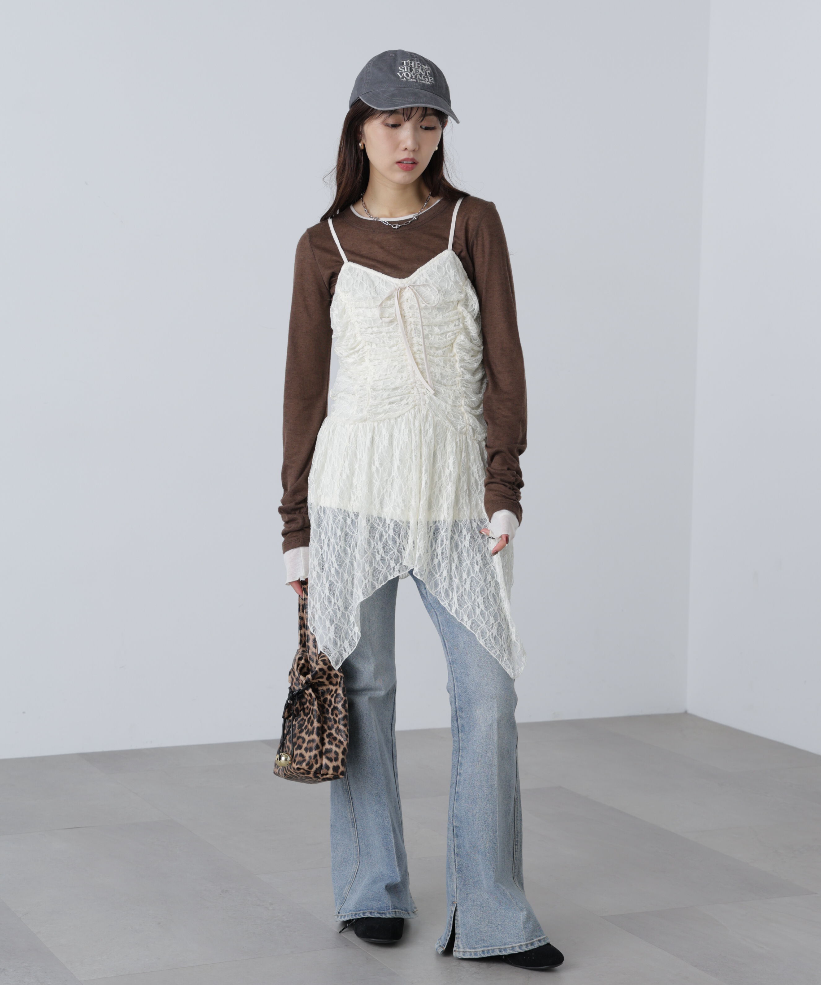  「ドロストイレヘムキャミミニワンピース」|ワンピース|