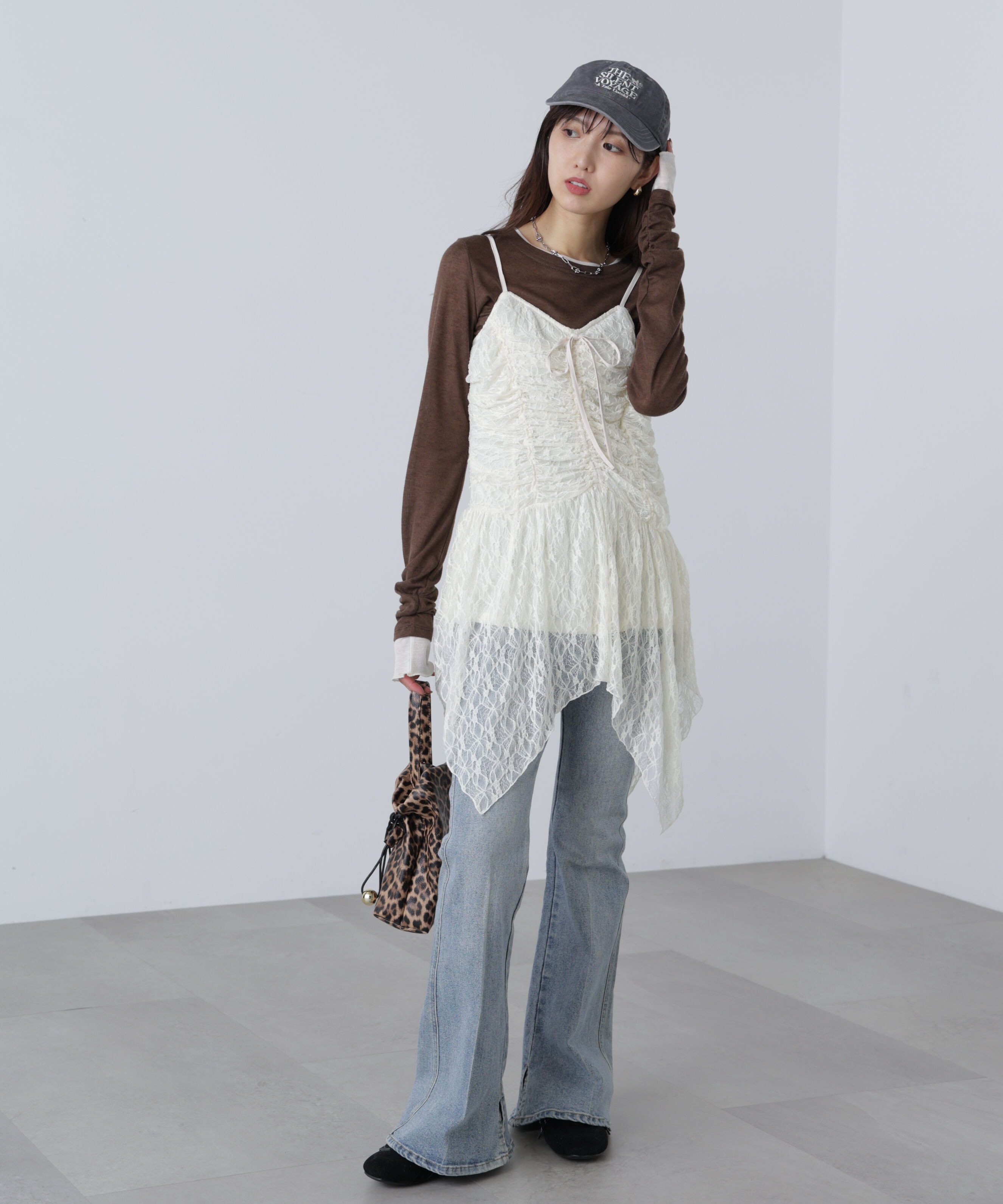  「ドロストイレヘムキャミミニワンピース」|ワンピース|