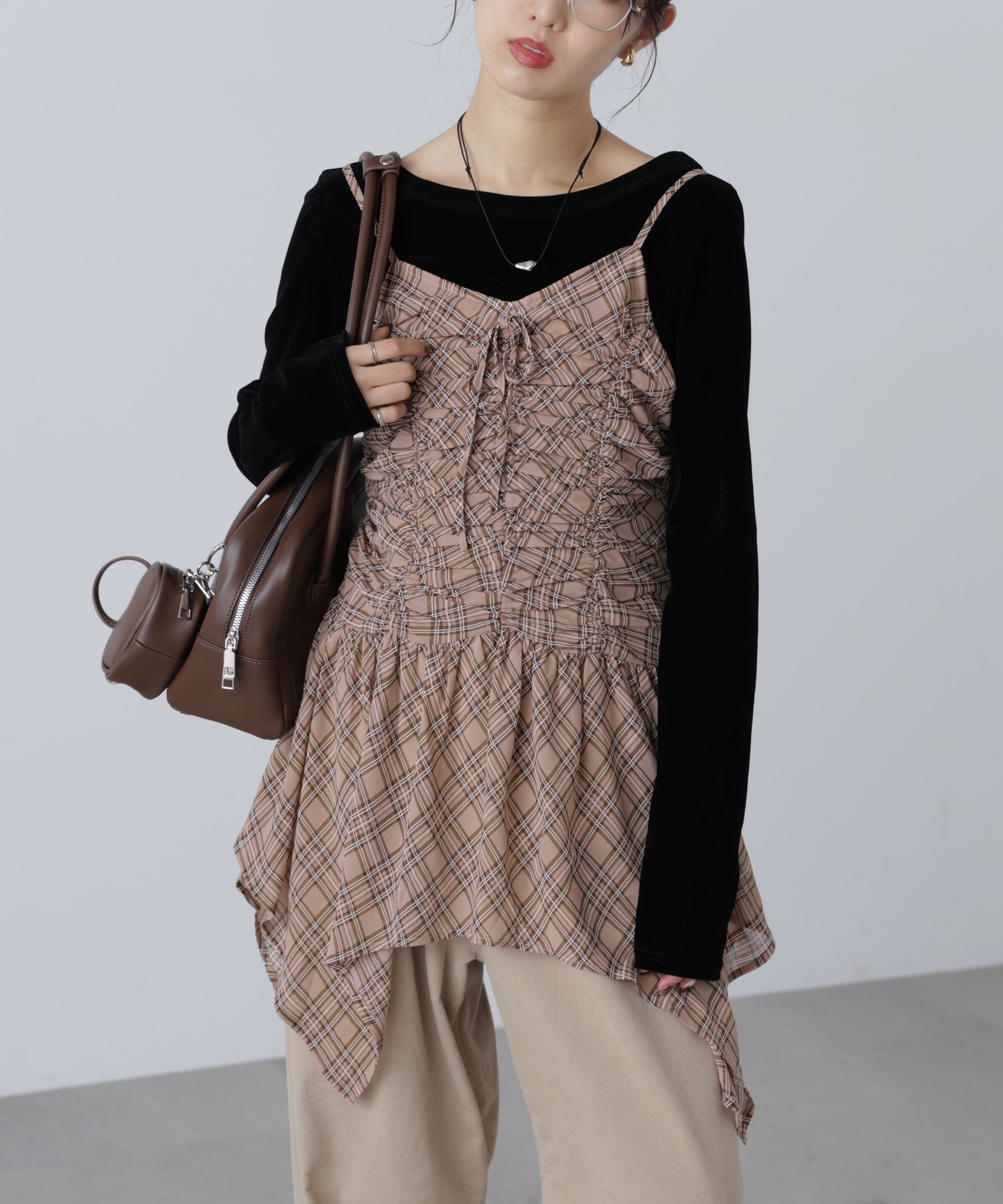  「ドロストイレヘムキャミミニワンピース」|ワンピース|