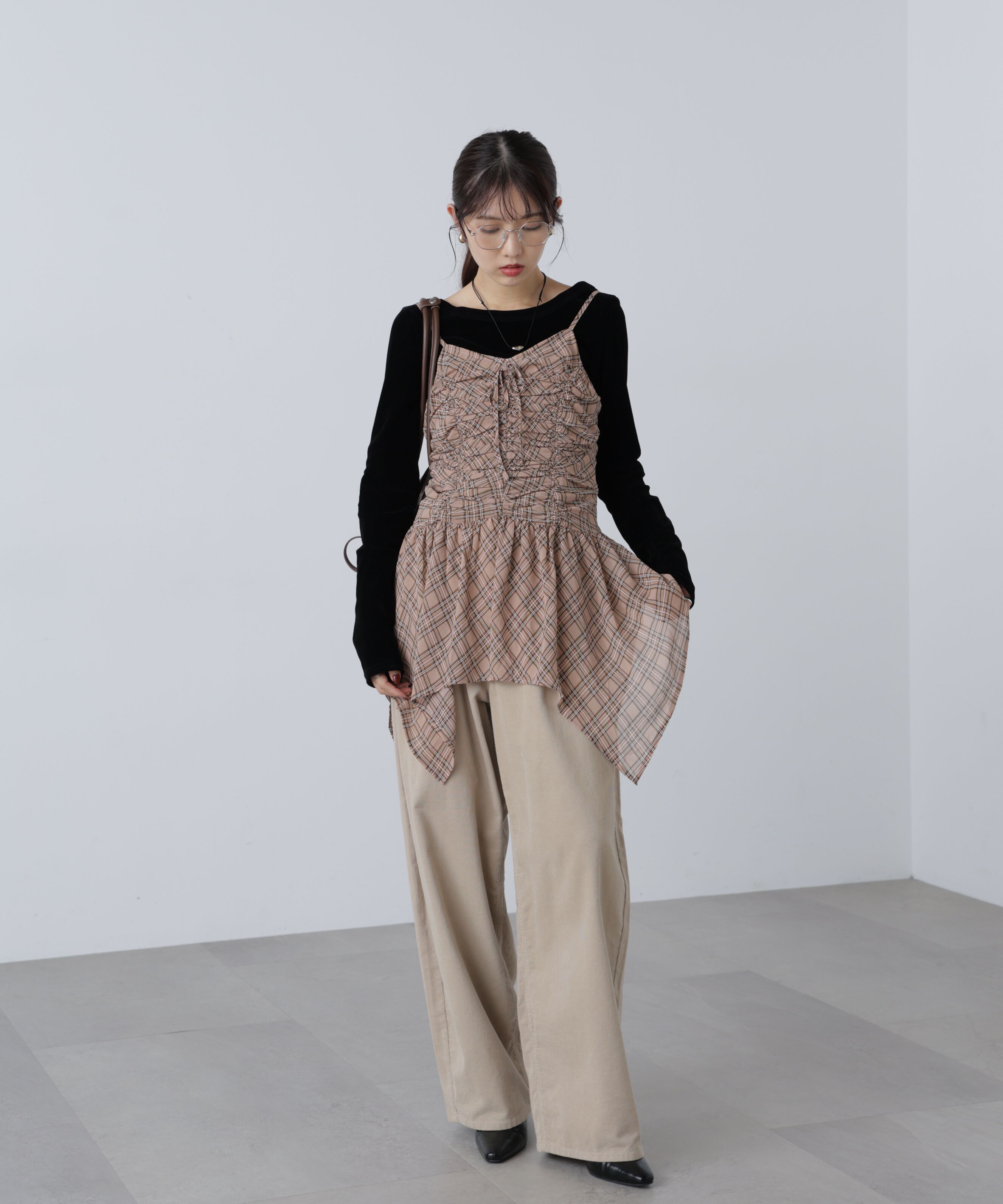  「ドロストイレヘムキャミミニワンピース」|ワンピース|