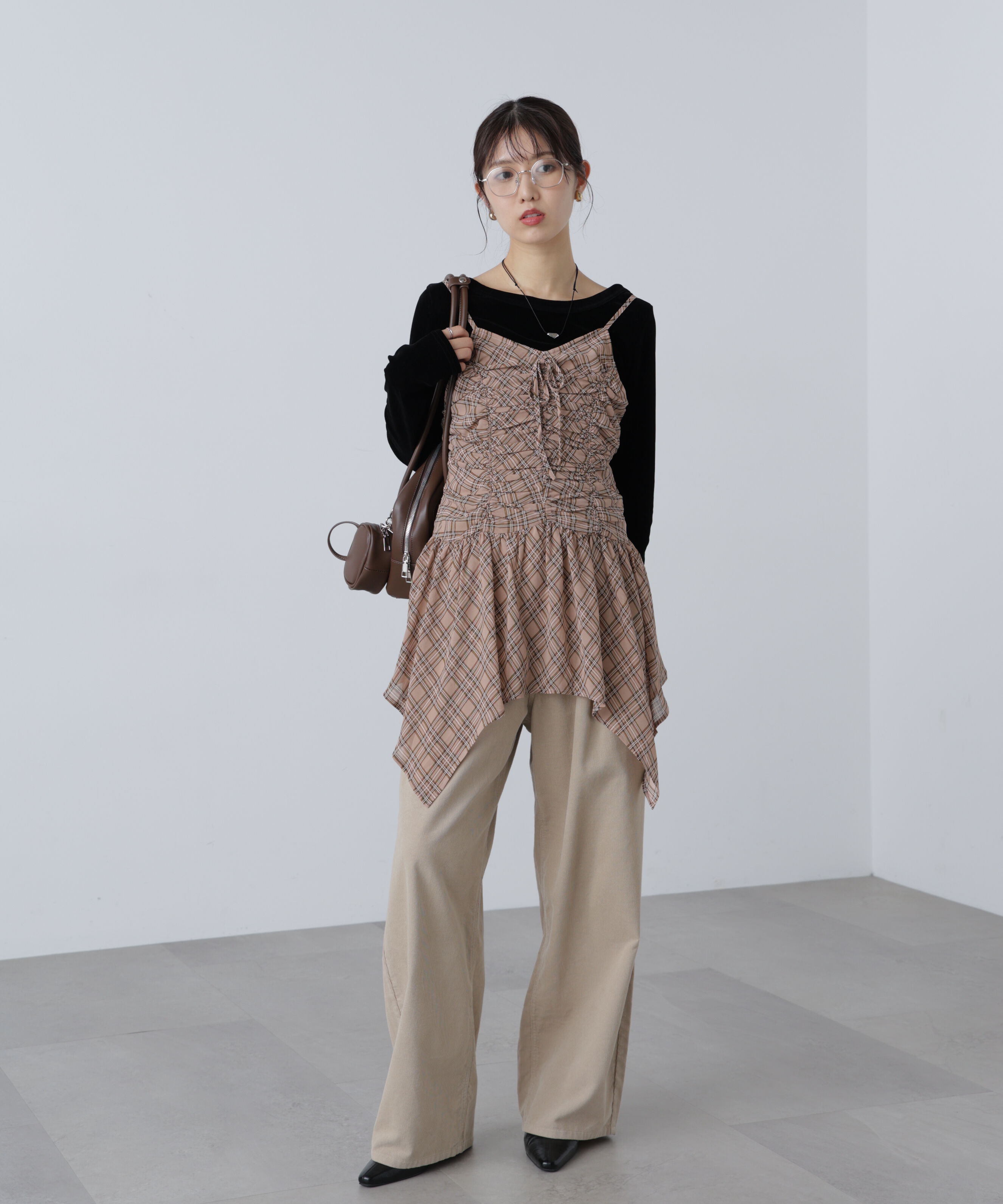  「ドロストイレヘムキャミミニワンピース」|ワンピース|