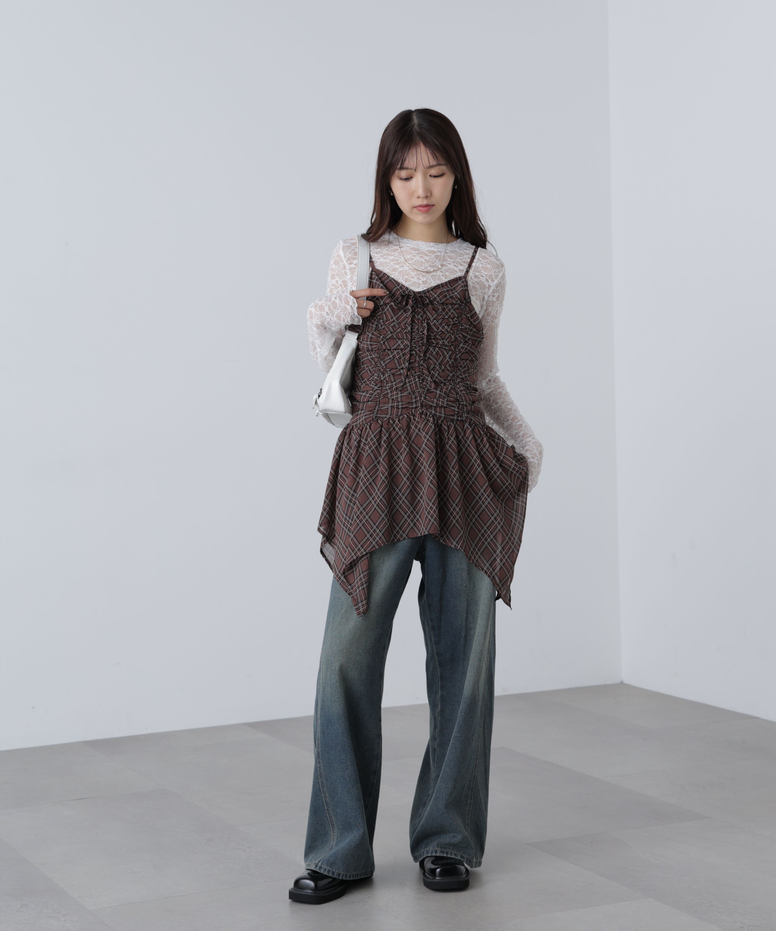  「ドロストイレヘムキャミミニワンピース」|ワンピース|