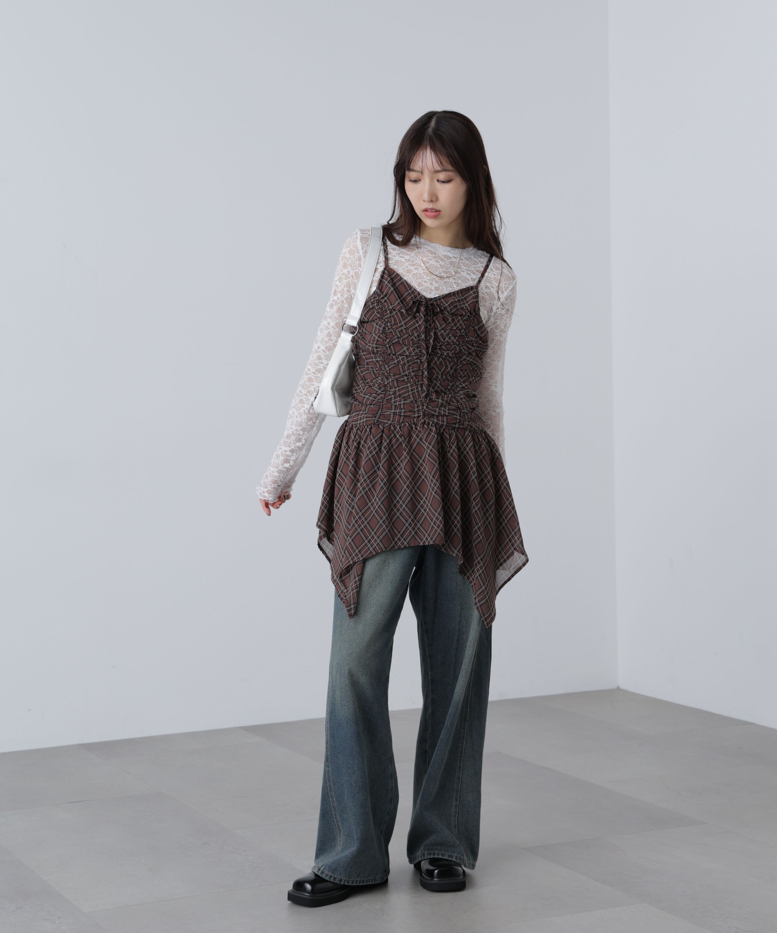  「ドロストイレヘムキャミミニワンピース」|ワンピース|