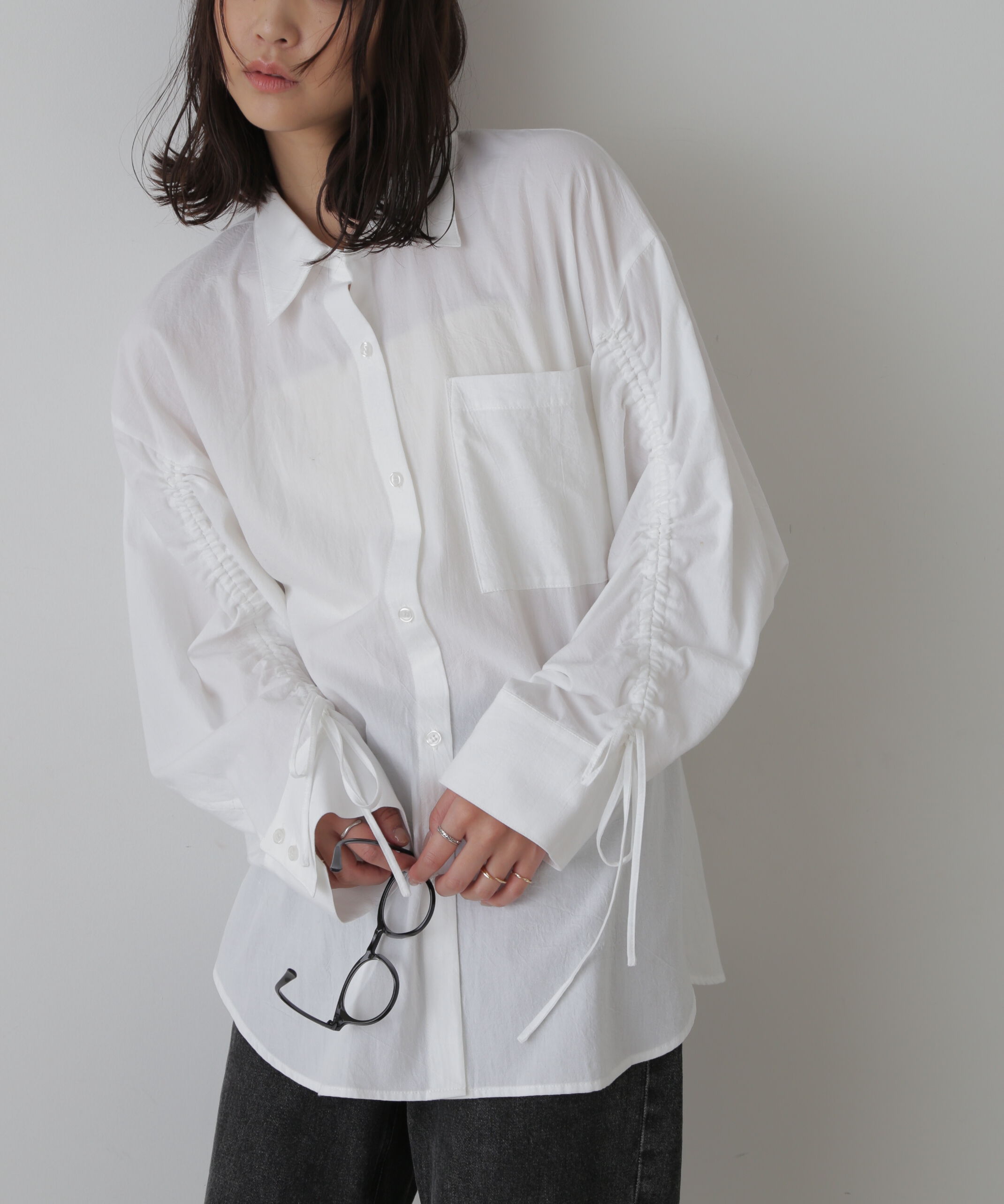  「袖シャーリングオーバーシャツ」|シャツ・ブラウス|
