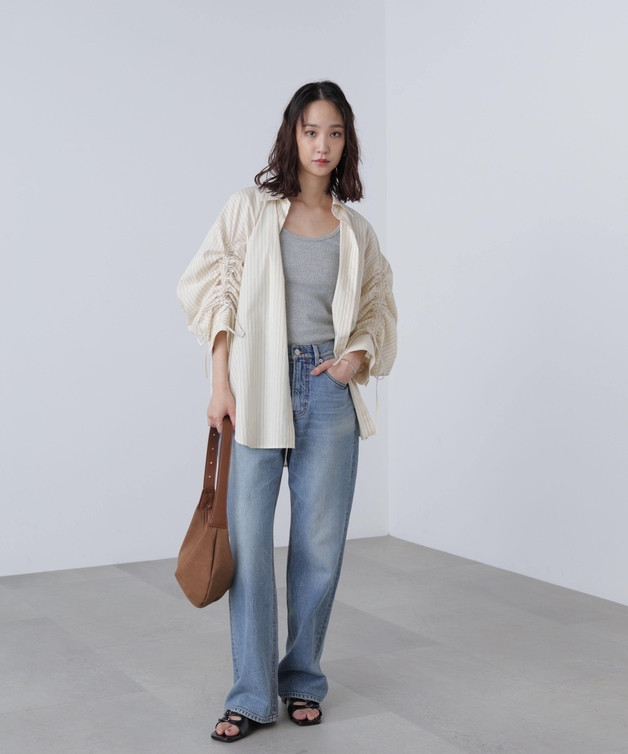  「袖シャーリングオーバーシャツ」|シャツ・ブラウス|