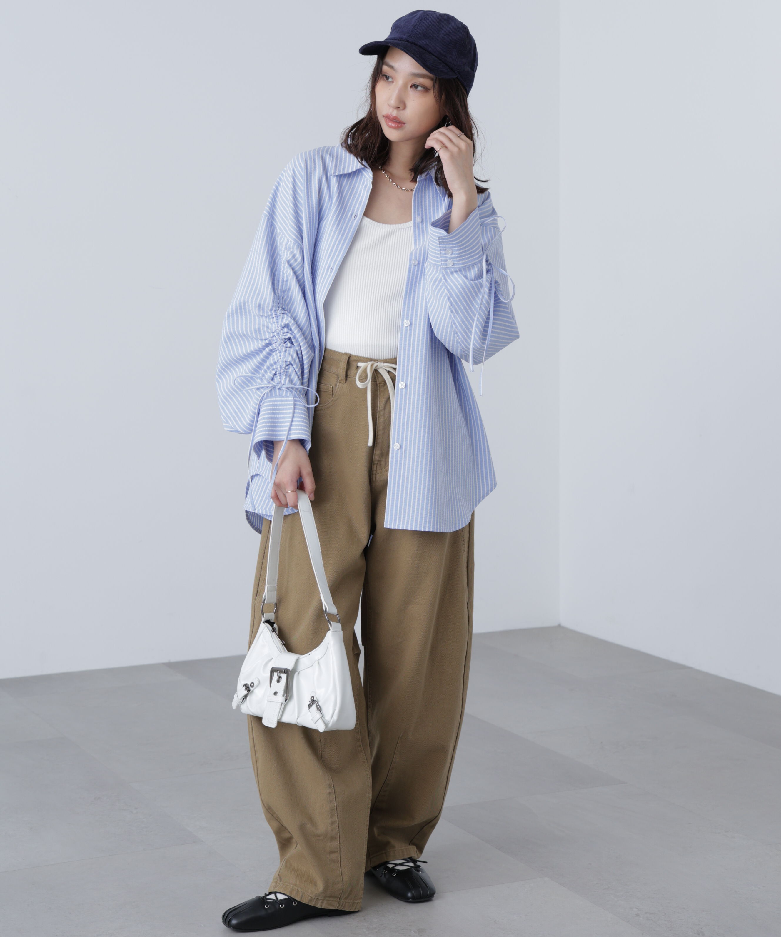  「袖シャーリングオーバーシャツ」|シャツ・ブラウス|