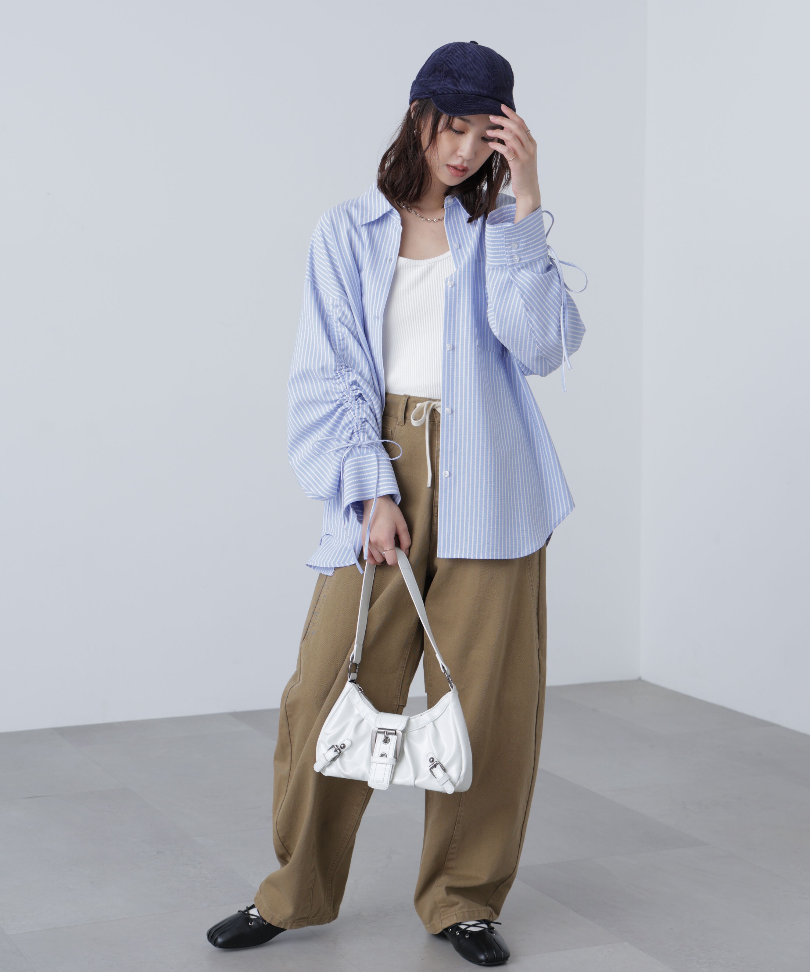  「袖シャーリングオーバーシャツ」|シャツ・ブラウス|