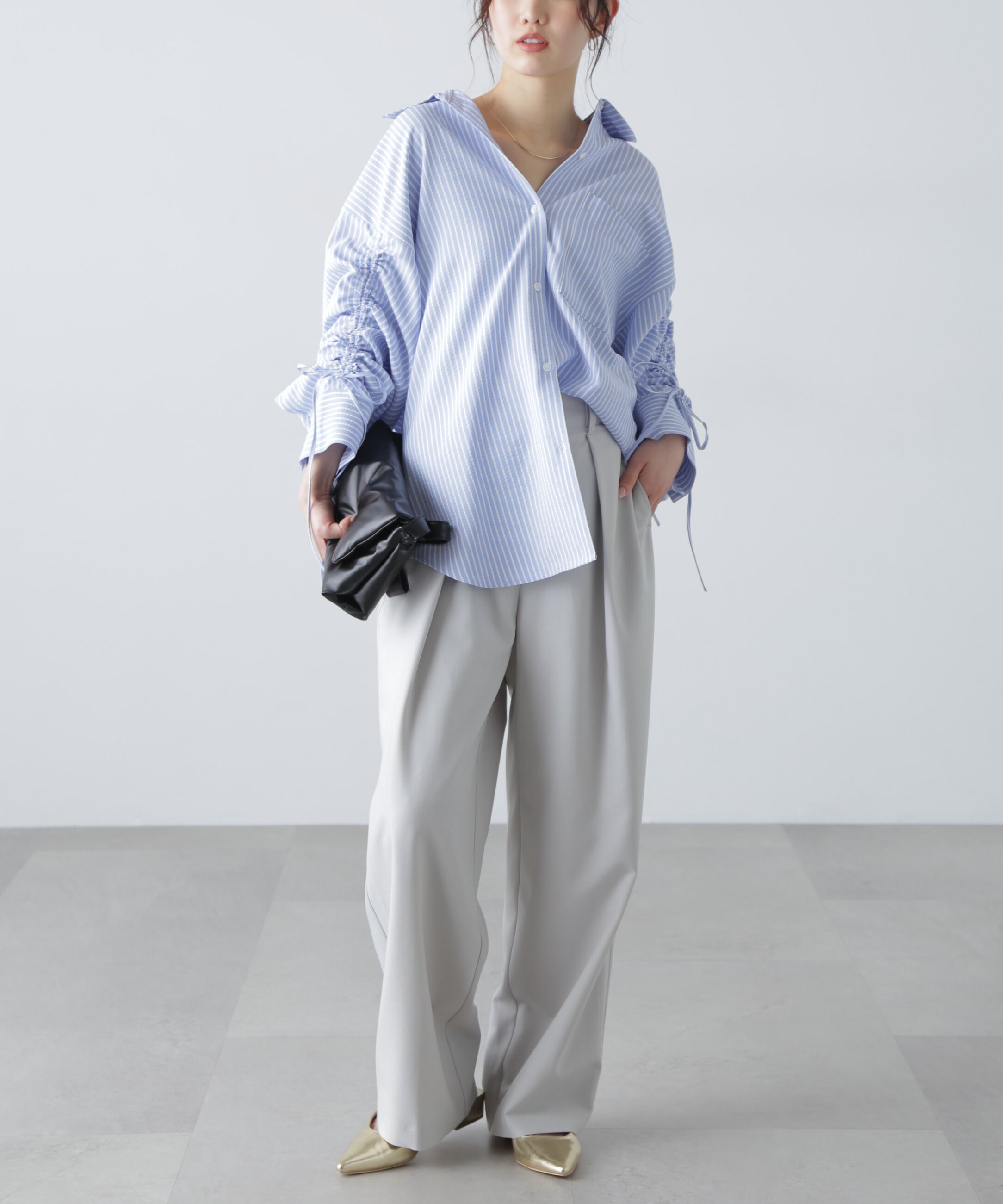  「袖シャーリングオーバーシャツ」|シャツ・ブラウス|